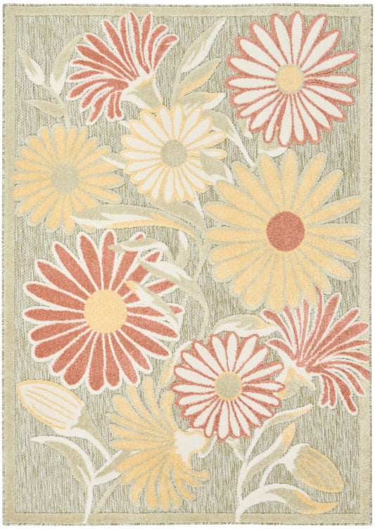 Nourison Aloha 3'6" x 5'6" Sage Rose Outdoor Rug