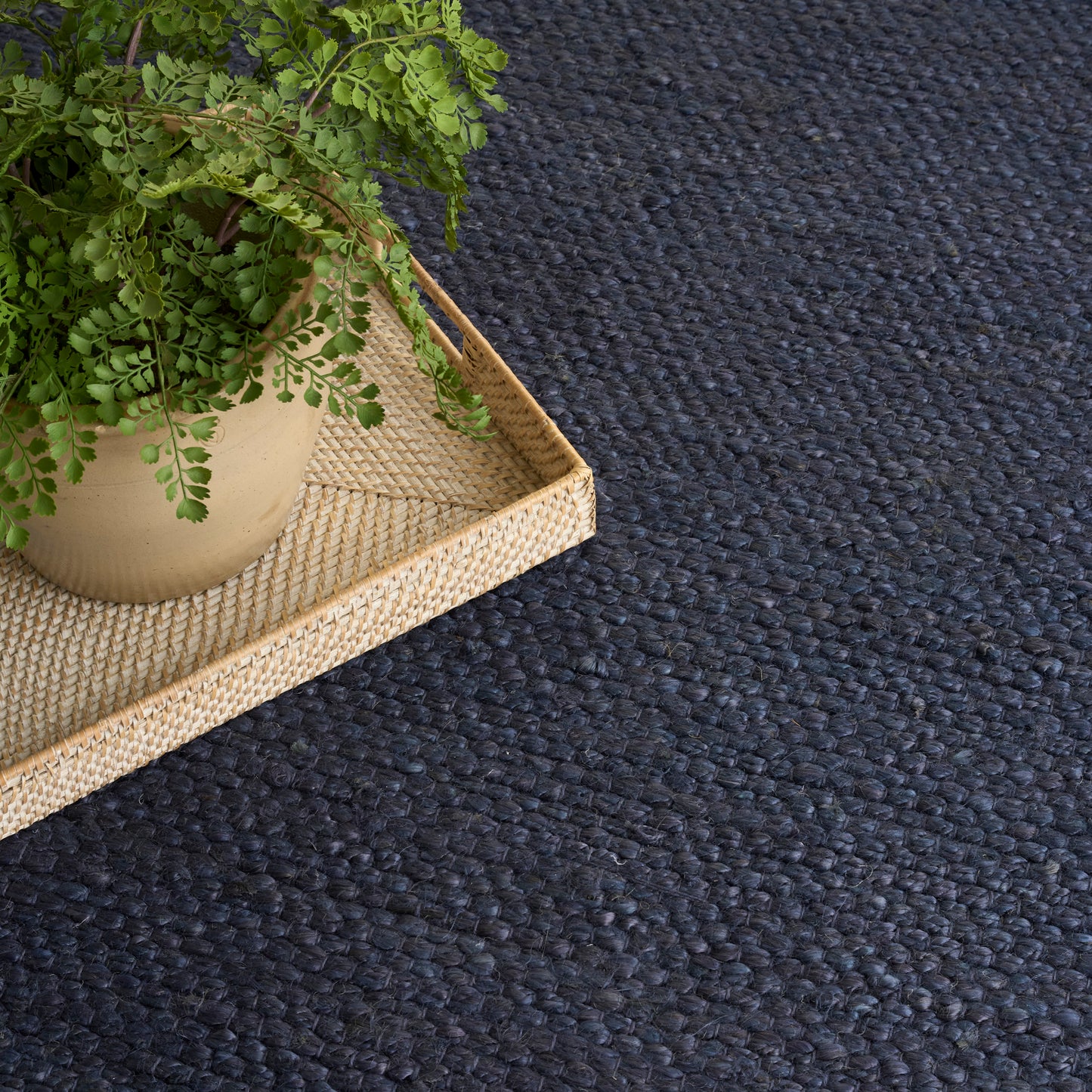 Nourison Natural Jute 10' x 14' Navy Farmhouse Indoor Rug