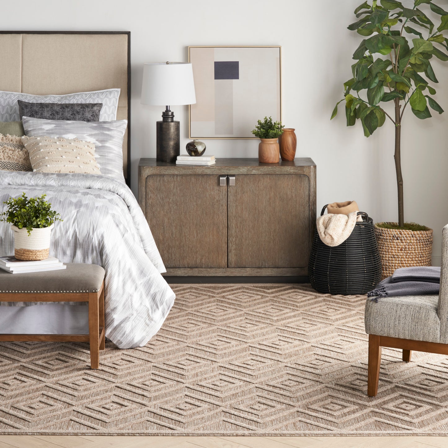 Nourison Versatile 9' x 12' Natural Beige Modern Rug