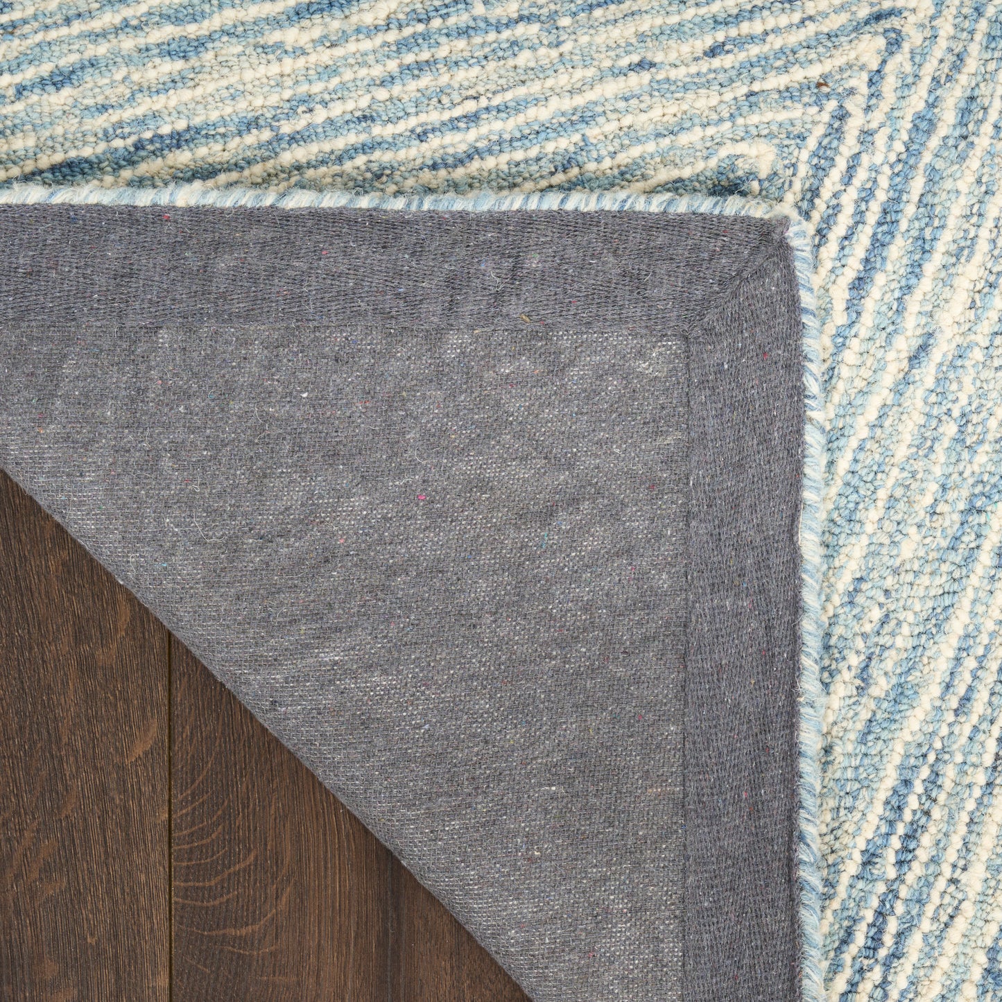 DKNY Pure Angles 2'3" x 7'6" Ivory Blue Modern Indoor Rug