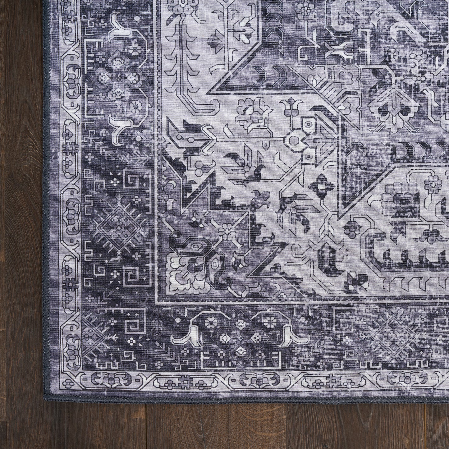 Nourison Nourison Washables 9'2" x 12' Charcoal Grey Vintage Indoor Rug