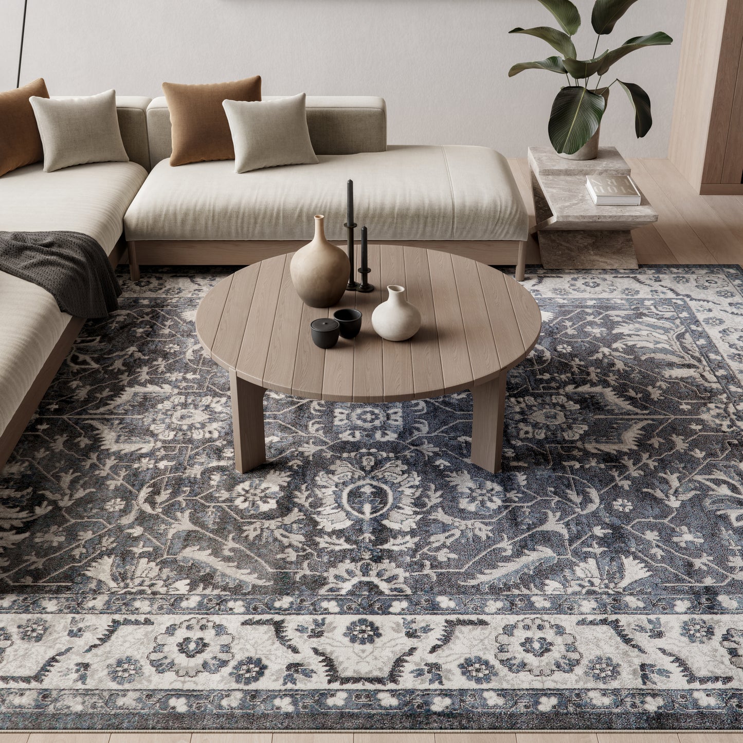 Nourison Astra Machine Washable 7'10" x 10' Slate Vintage Indoor Rug