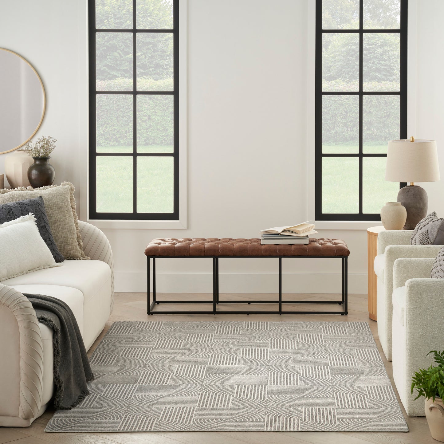 Nourison Natural Texture 7'10" x 9'10" Grey Ivory Modern Indoor Rug