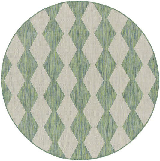 Nourison Positano 6' x Round Blue Green Modern Rug
