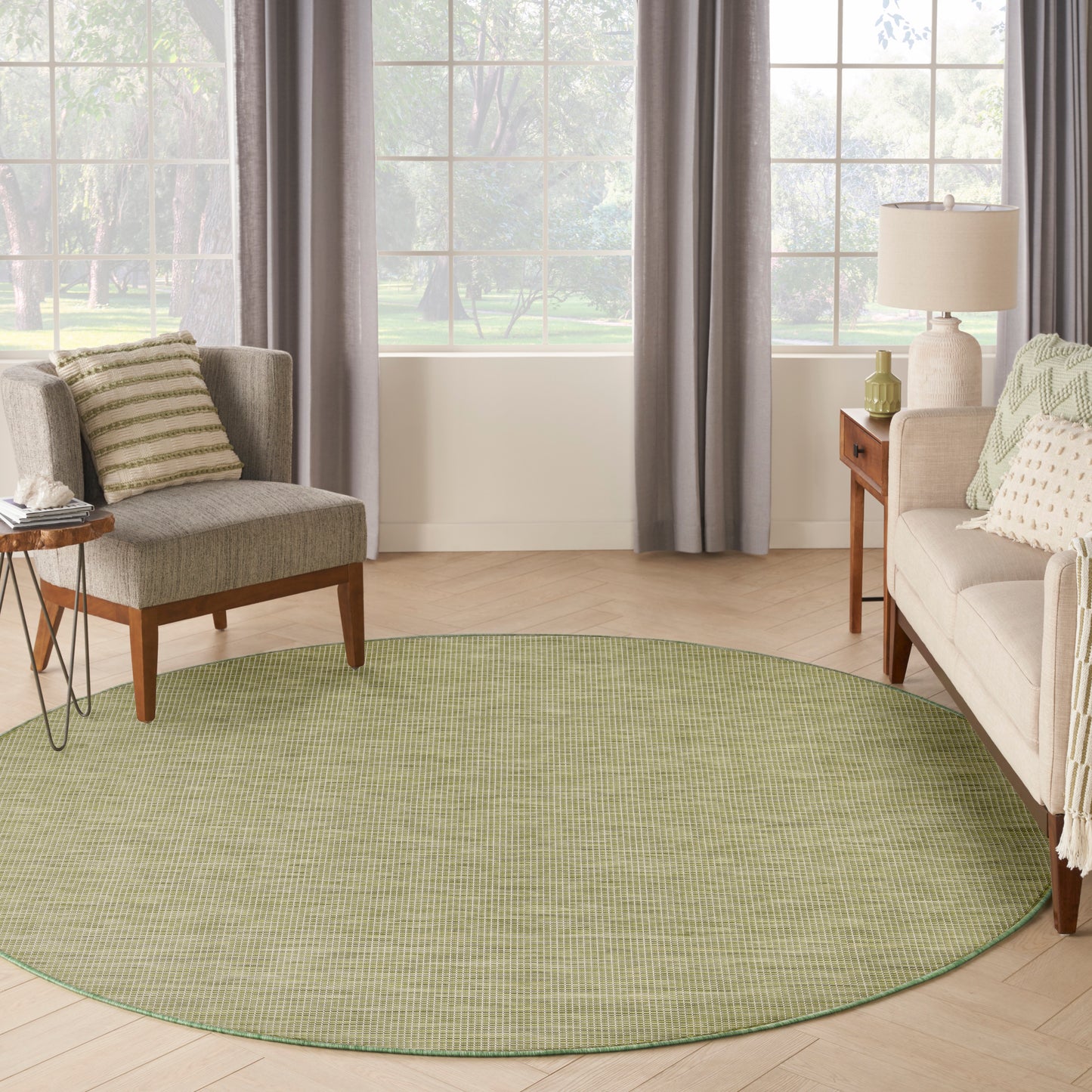 Nourison Positano 8' x Round Green Modern Rug