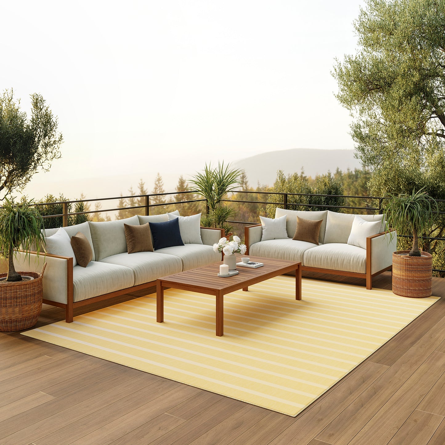 Nourison Positano 10' x 14' Yellow Ivory Modern Rug