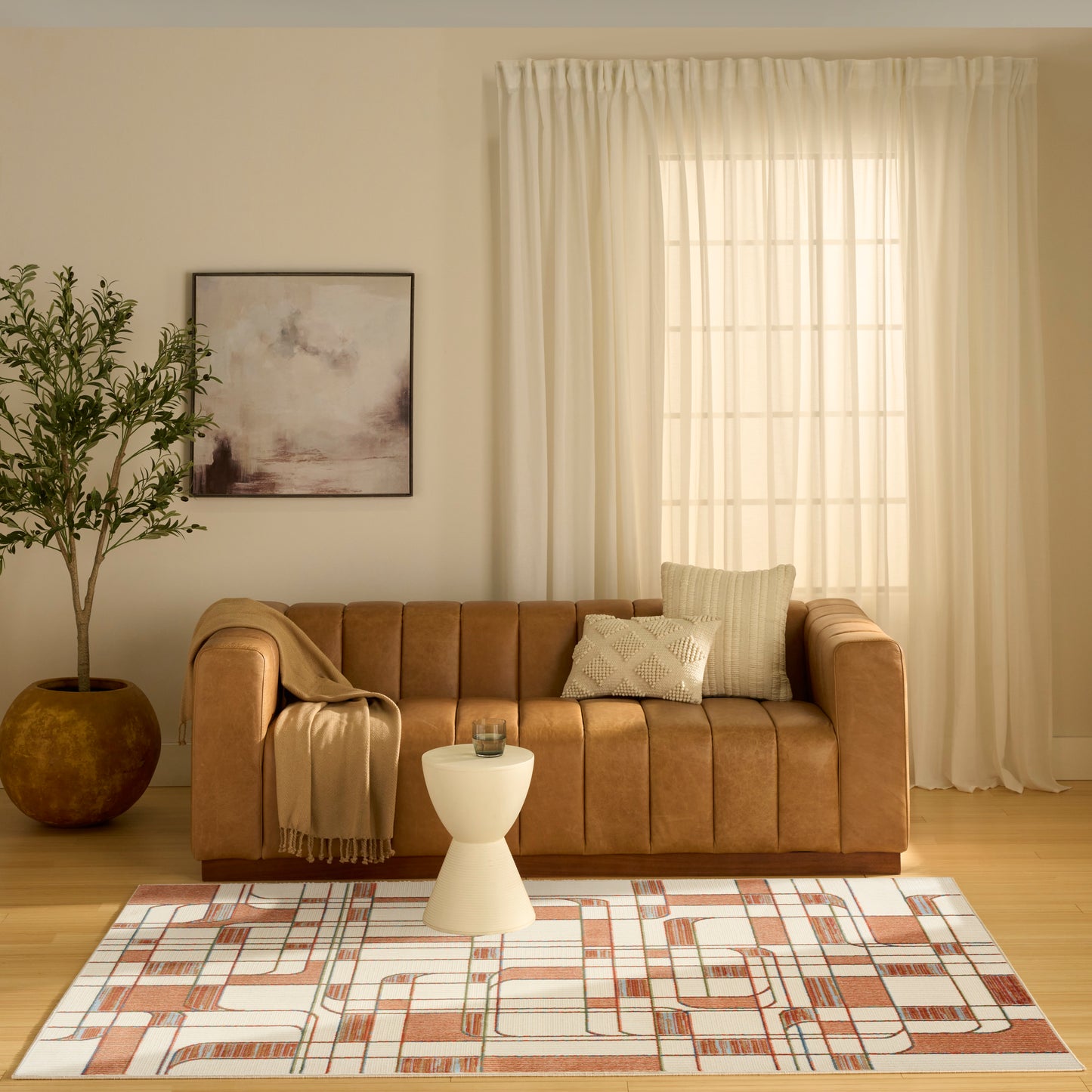 Nourison Nordic 5' x 7' Ivory Rust Mid-Century Modern Indoor Rug