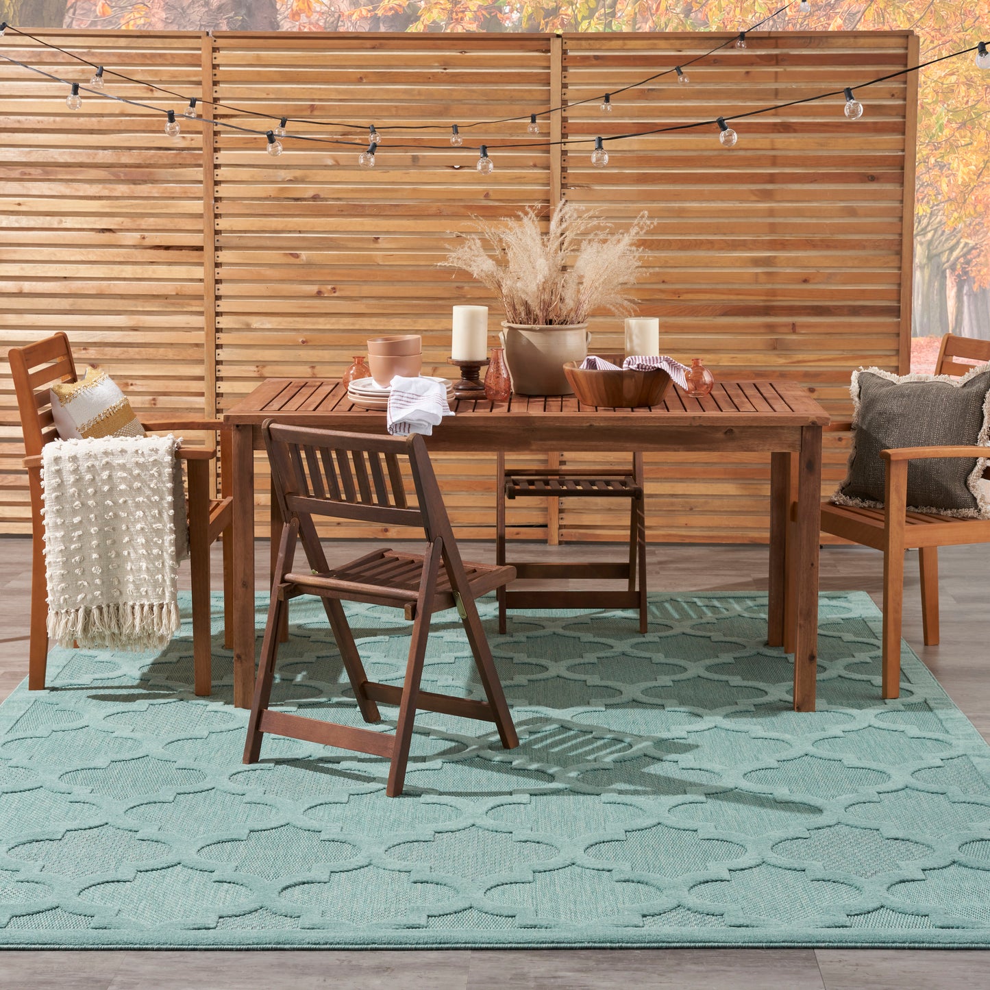 Nourison Easy Care 9' x 12' Aqua Teal Modern Rug