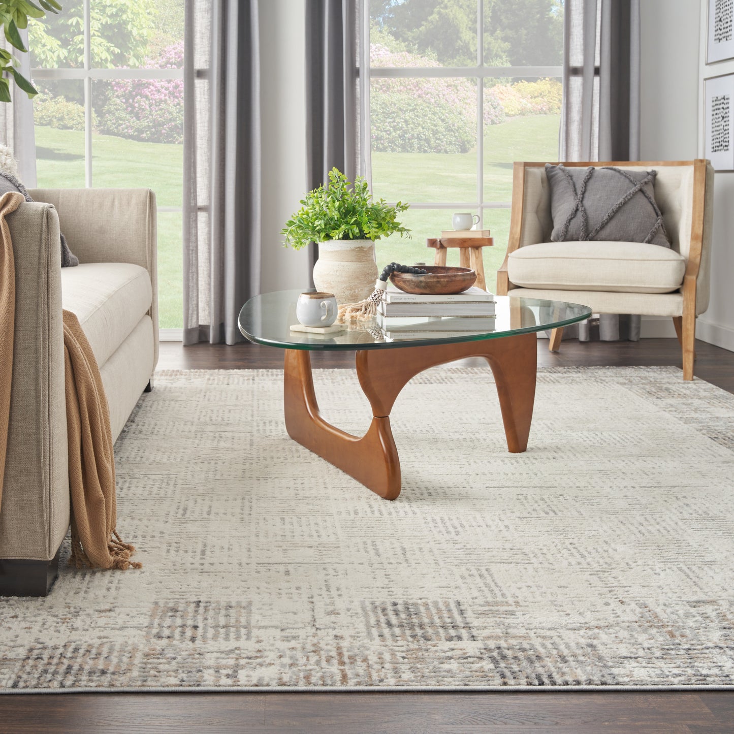 Nourison Elation 9' x 12' Ivory Grey Modern Indoor Rug