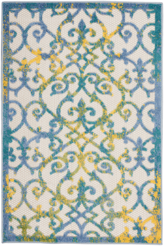 Nourison Aloha 2' x 3' Ivory Blue Outdoor Rug