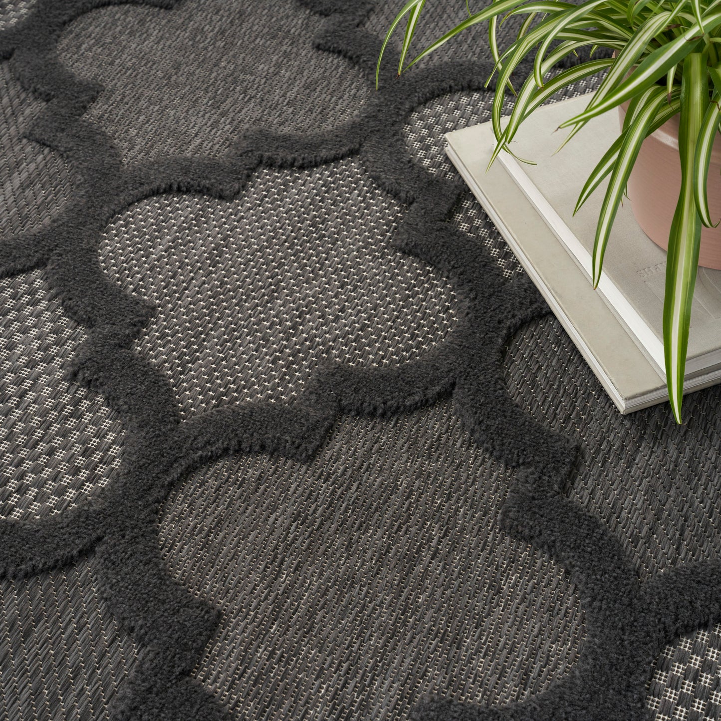 Nourison Easy Care 9' x 12' Charcoal Black Modern Rug