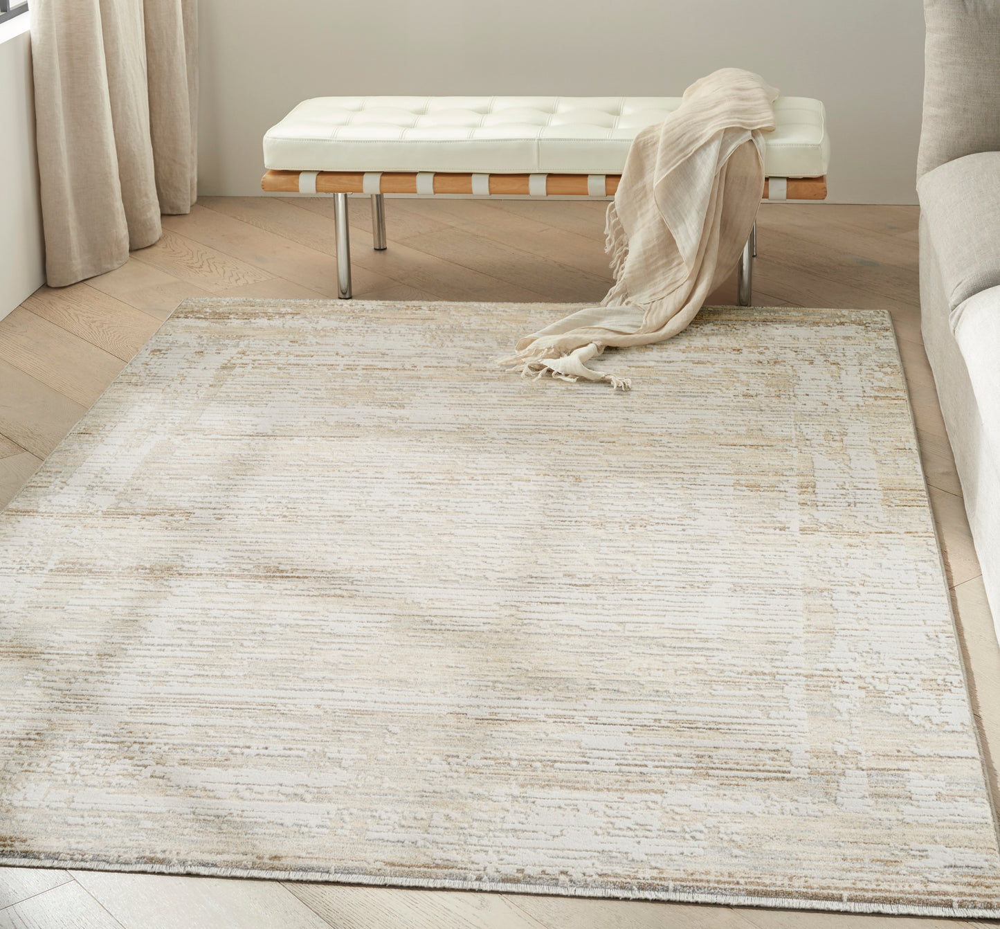 Calvin Klein CK078 Summit 5'3" x 7'9" Natural Ivory Modern Indoor Rug