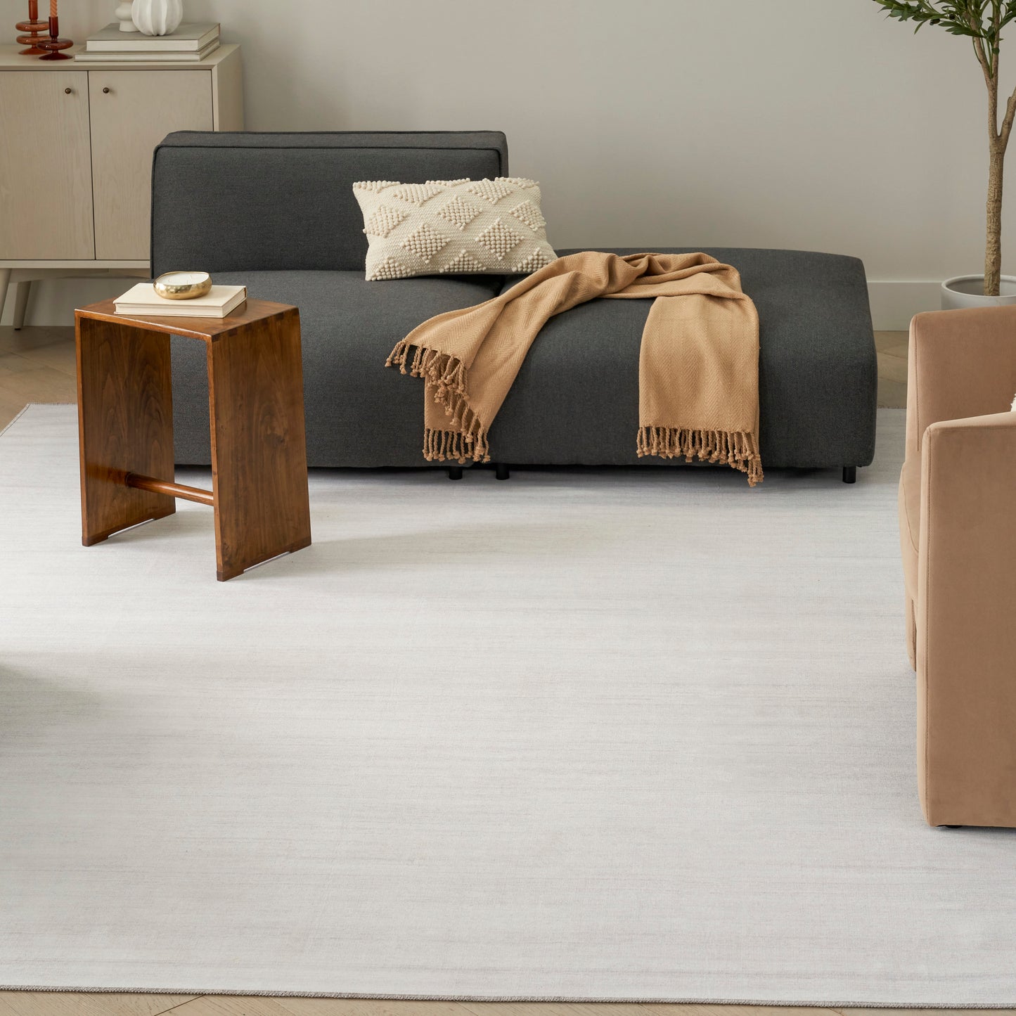Nourison Washable Essentials 9'2" x 12' Ivory Grey Modern Indoor Rug