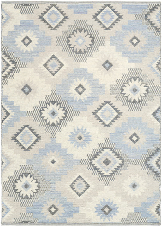 Nourison Copenhagen 5' x 7' Ivory Blue Modern Indoor Rug