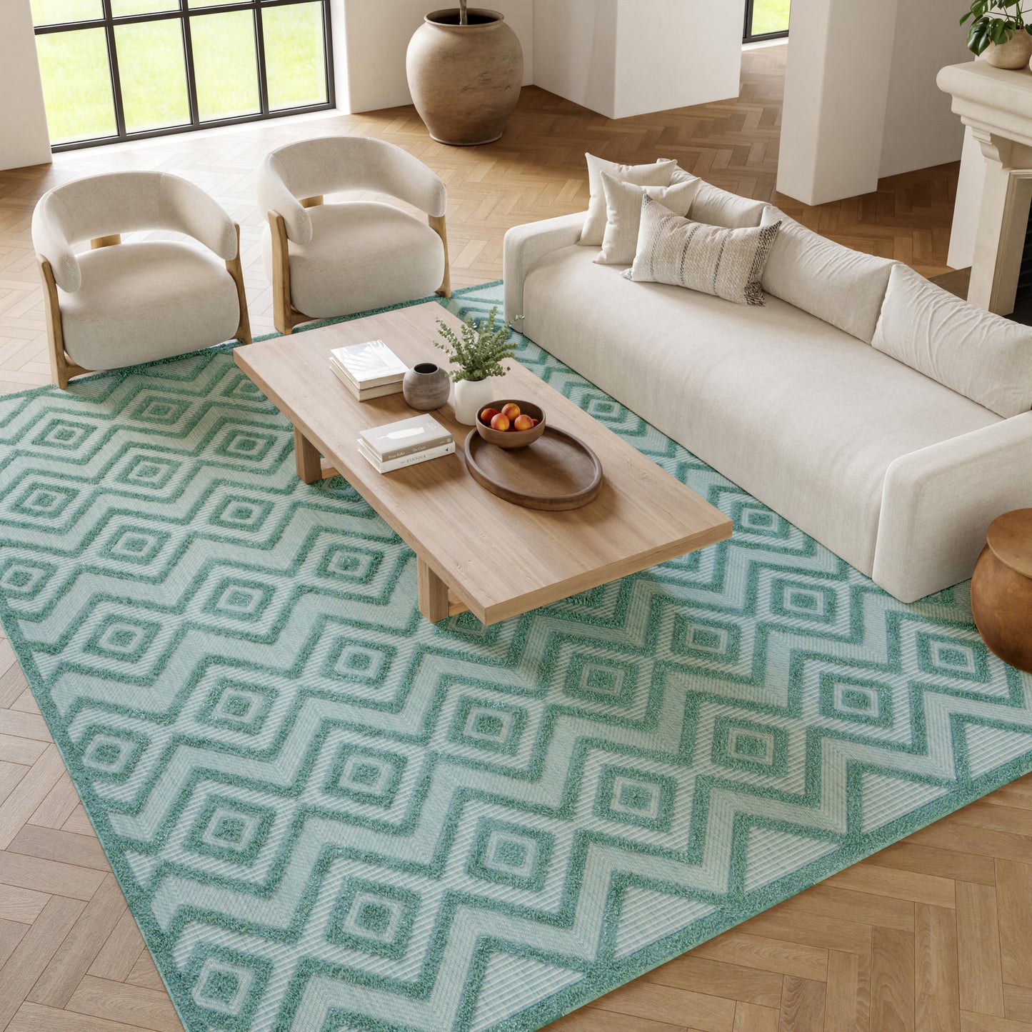 Nourison Versatile 9' x 12' Aqua Teal Modern Rug