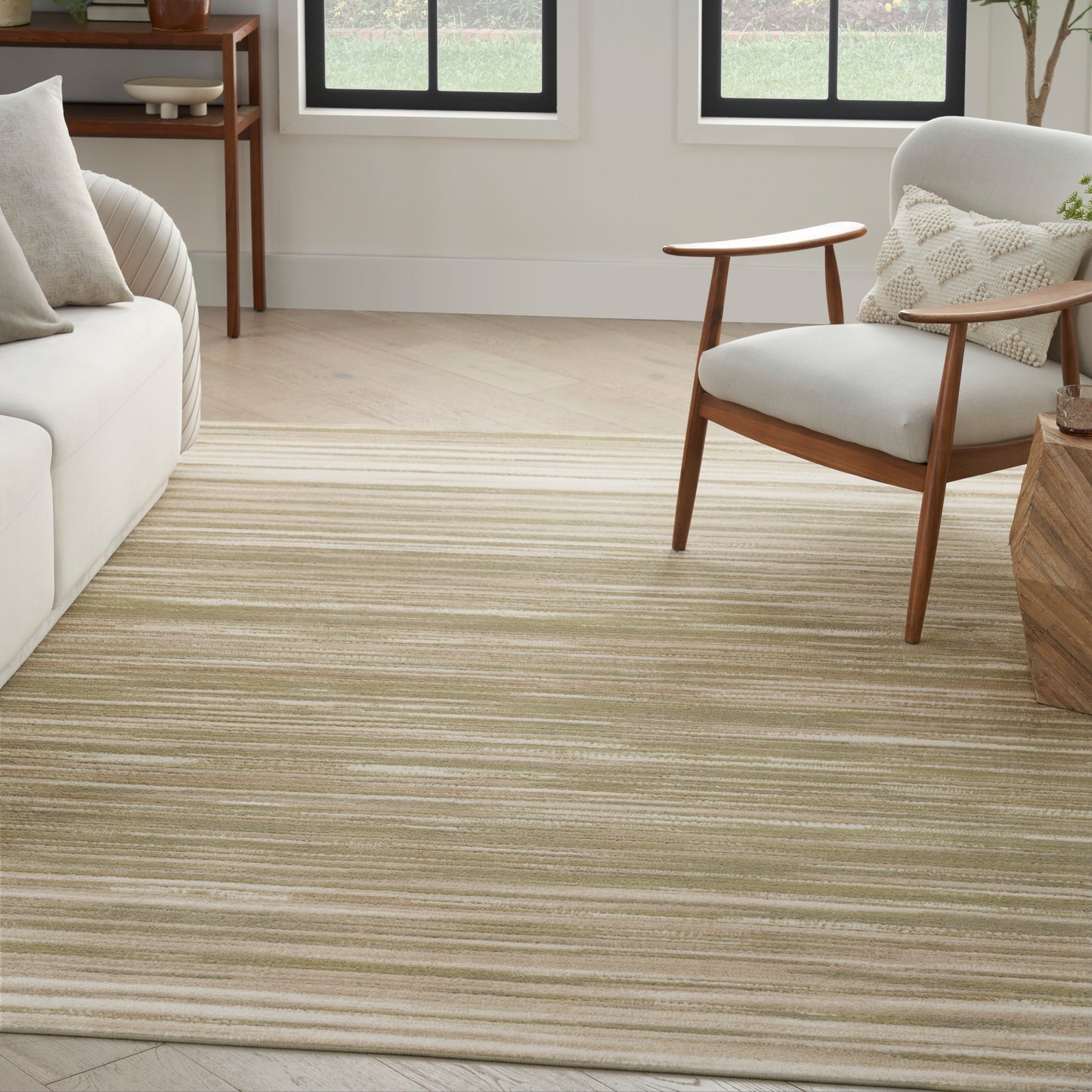Nourison Jubilant 6' x 9' Green Ivory Modern Indoor Rug