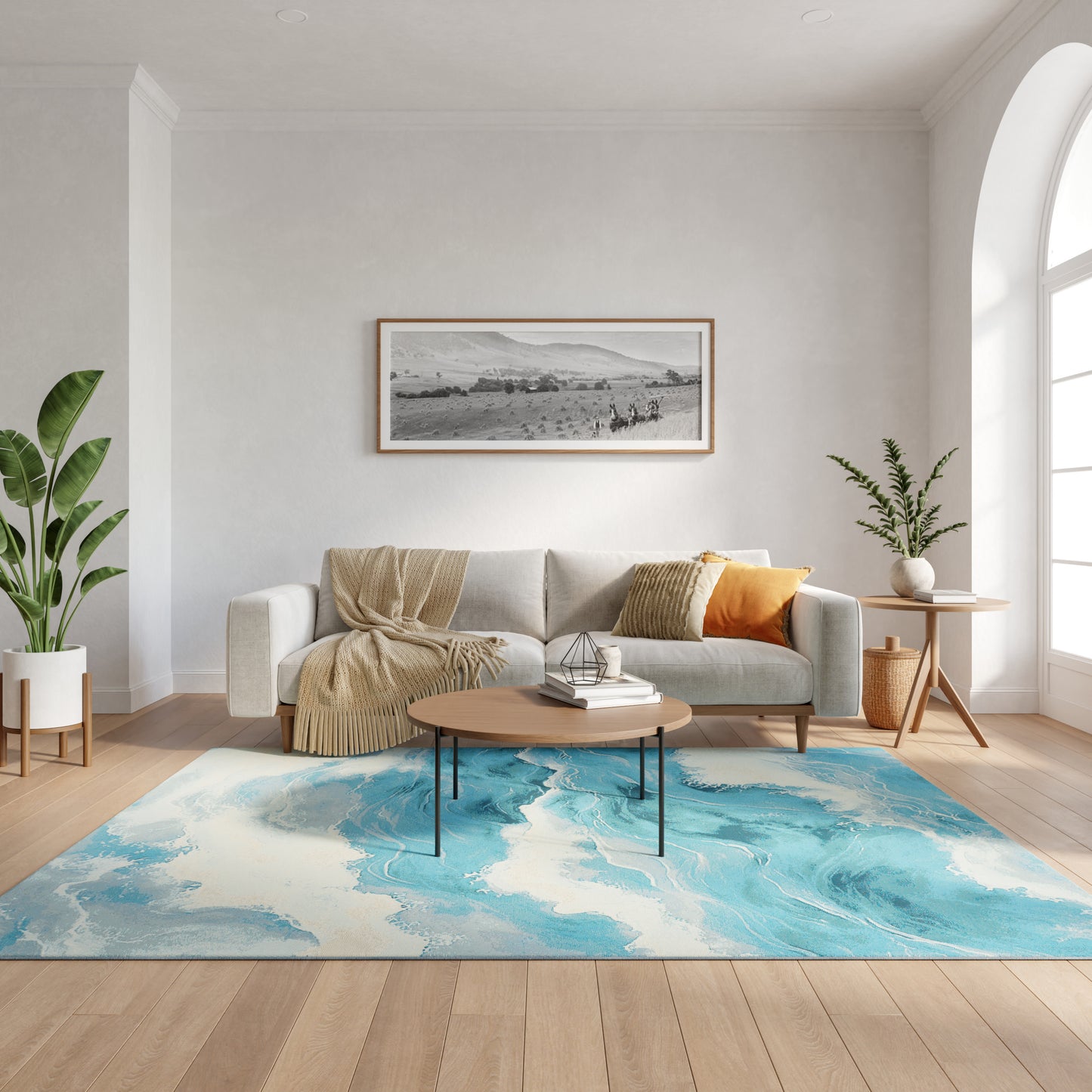 Nourison Color Splash 4' x 6' Ivory Blue Coastal, Nautical & Beach Rug