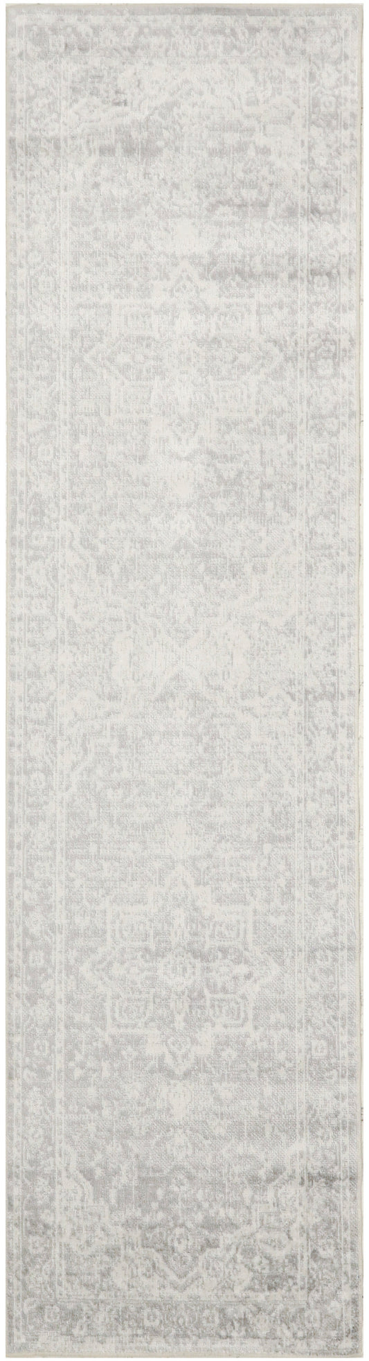 Nourison Astra Machine Washable 2' x 6' Grey Vintage Indoor Rug