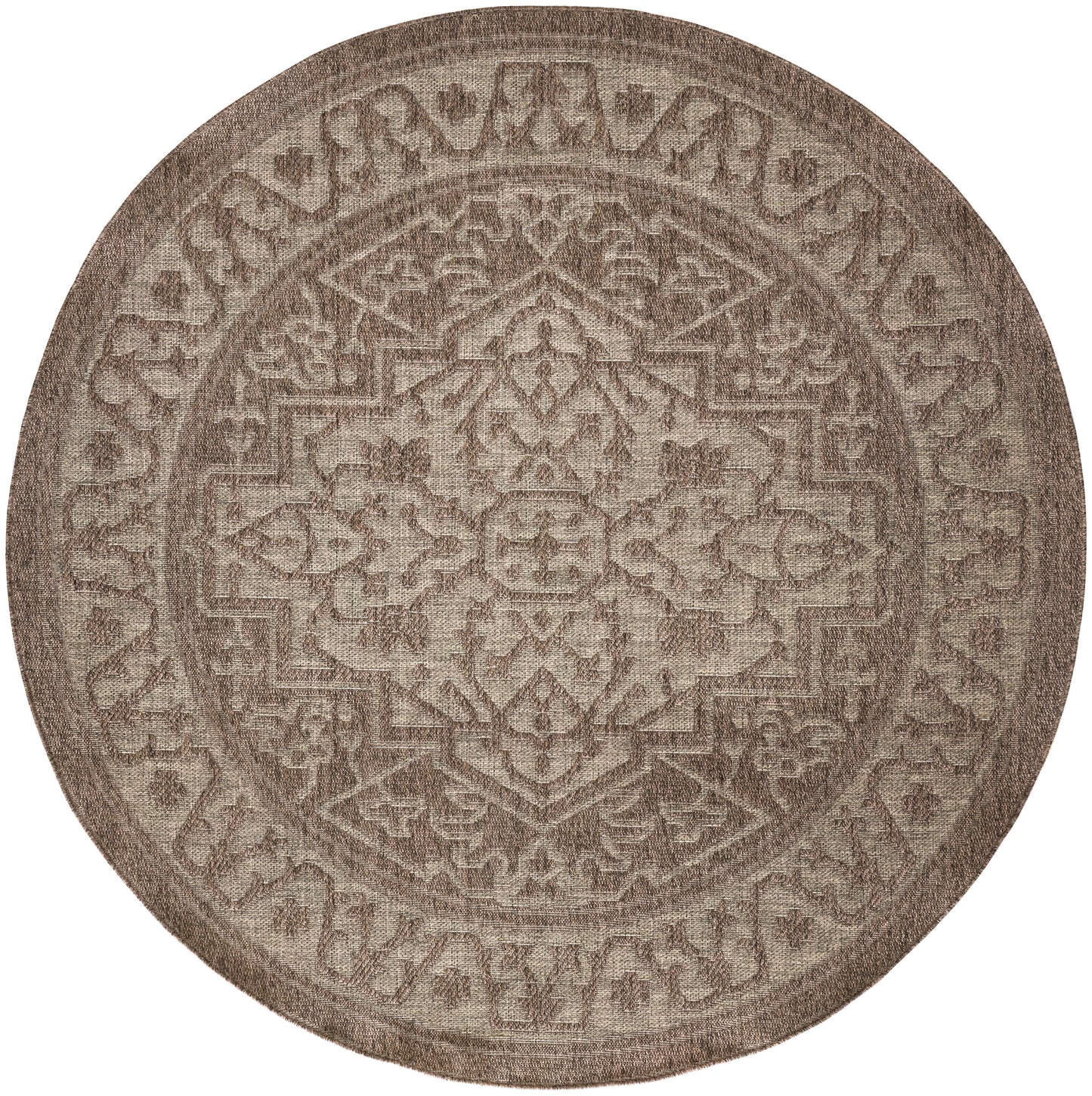 Nourison Tulum 8' x Round Brown Outdoor Rug