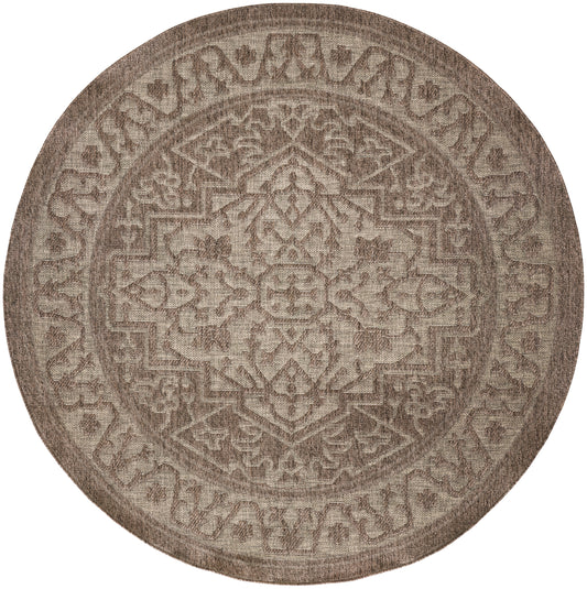 Nourison Tulum 8' x Round Brown Outdoor Rug