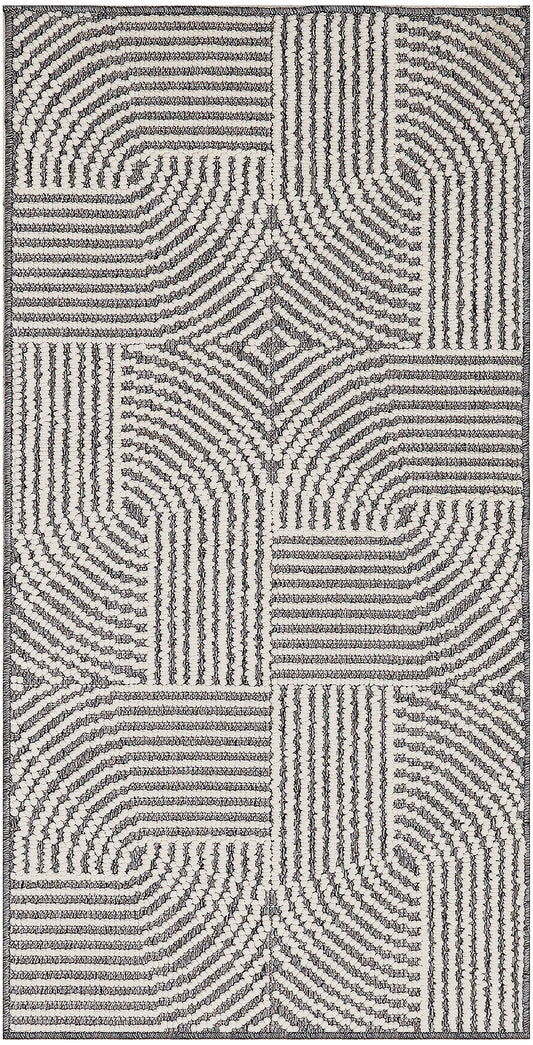 Nourison Natural Texture 2'2" x 3'9" Charcoal Ivory Modern Indoor Rug