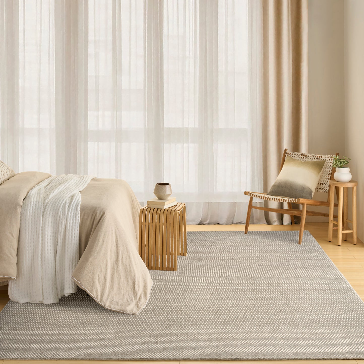 DKNY Pure Rows 8' x 10' Ivory Grey Farmhouse Indoor Rug