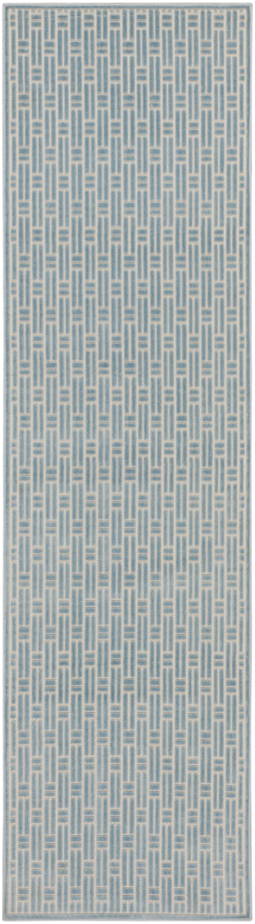 Nourison Washable Charm 2' x 6' Blue Ivory Modern Indoor Rug