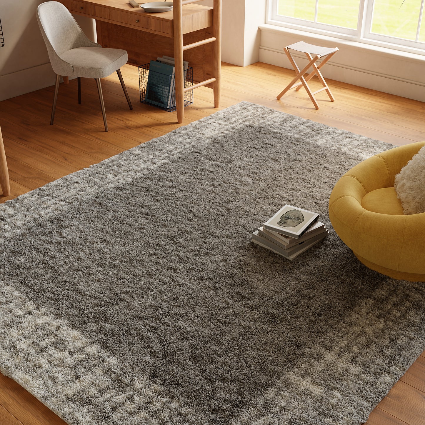 Nourison Pacific Shag 7'10" x 9'10" Grey Shag Indoor Rug