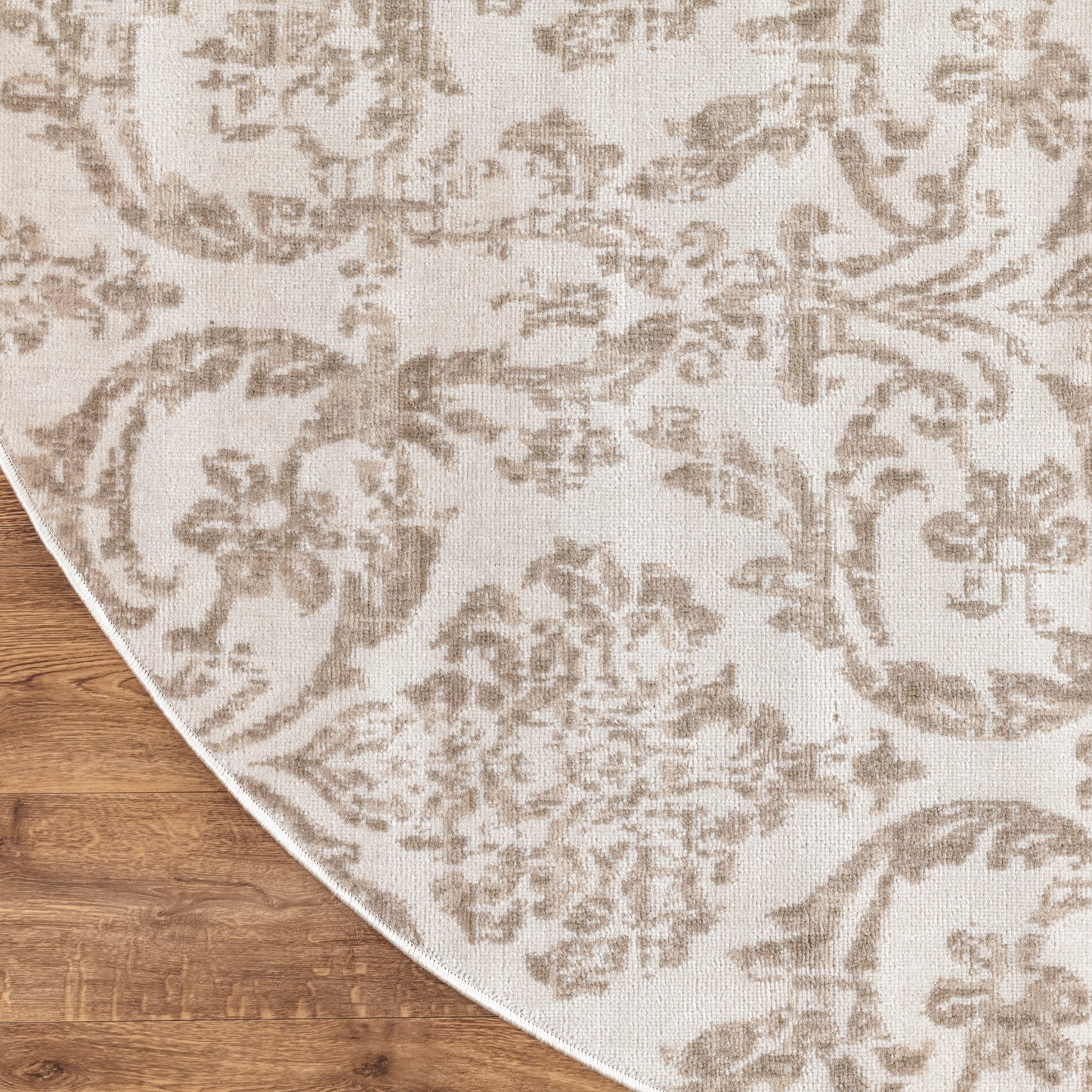 Nourison Jubilant 5'3" x Round Ivory Beige Vintage Indoor Rug