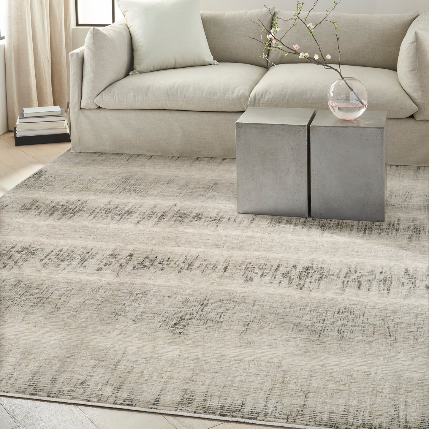 Calvin Klein CK079 Notes 5'3" x 7'3" Ivory Charcoal Modern Indoor Rug