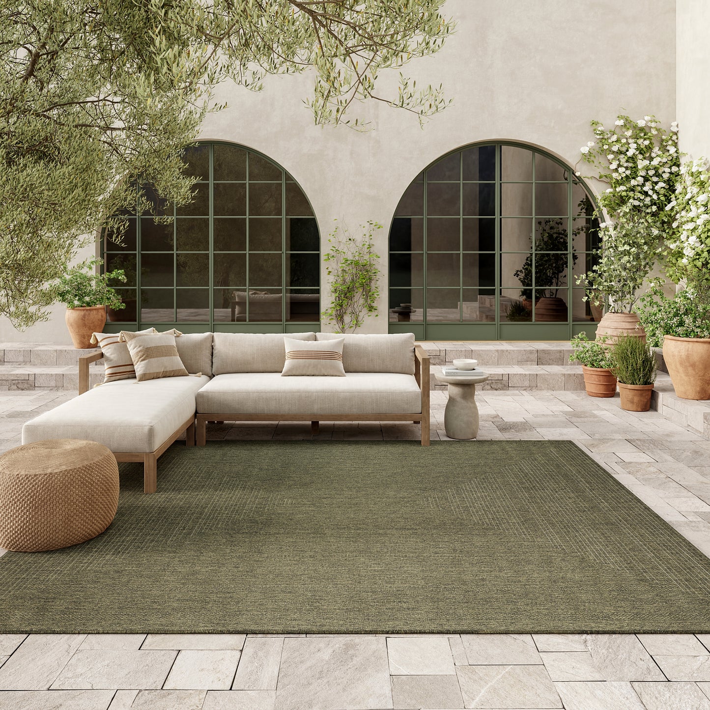 Nourison Tulum 6' x 9' Olive Outdoor Rug