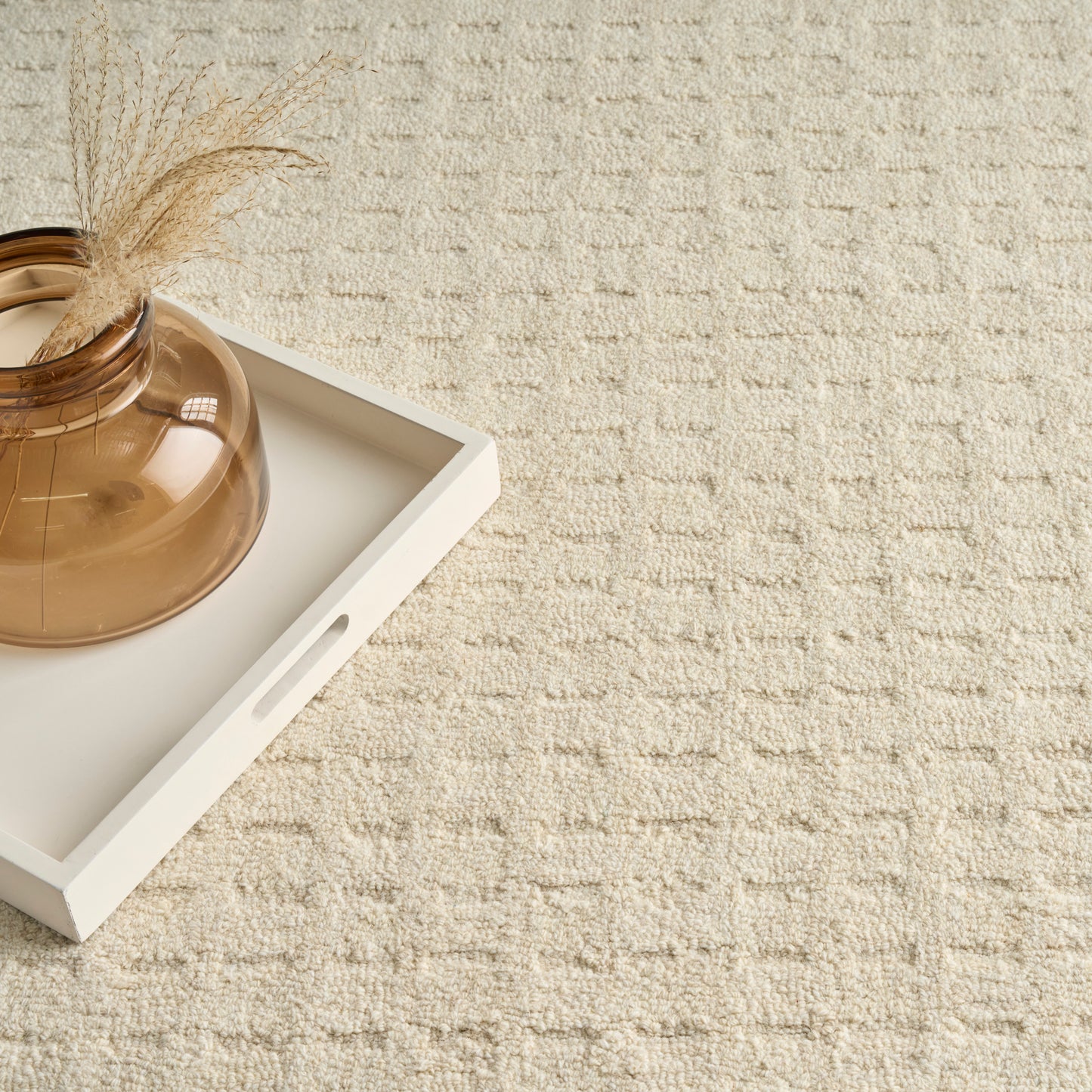 DKNY Pure Grids 5'3" x 7'3" Ivory Beige Contemporary Indoor Rug
