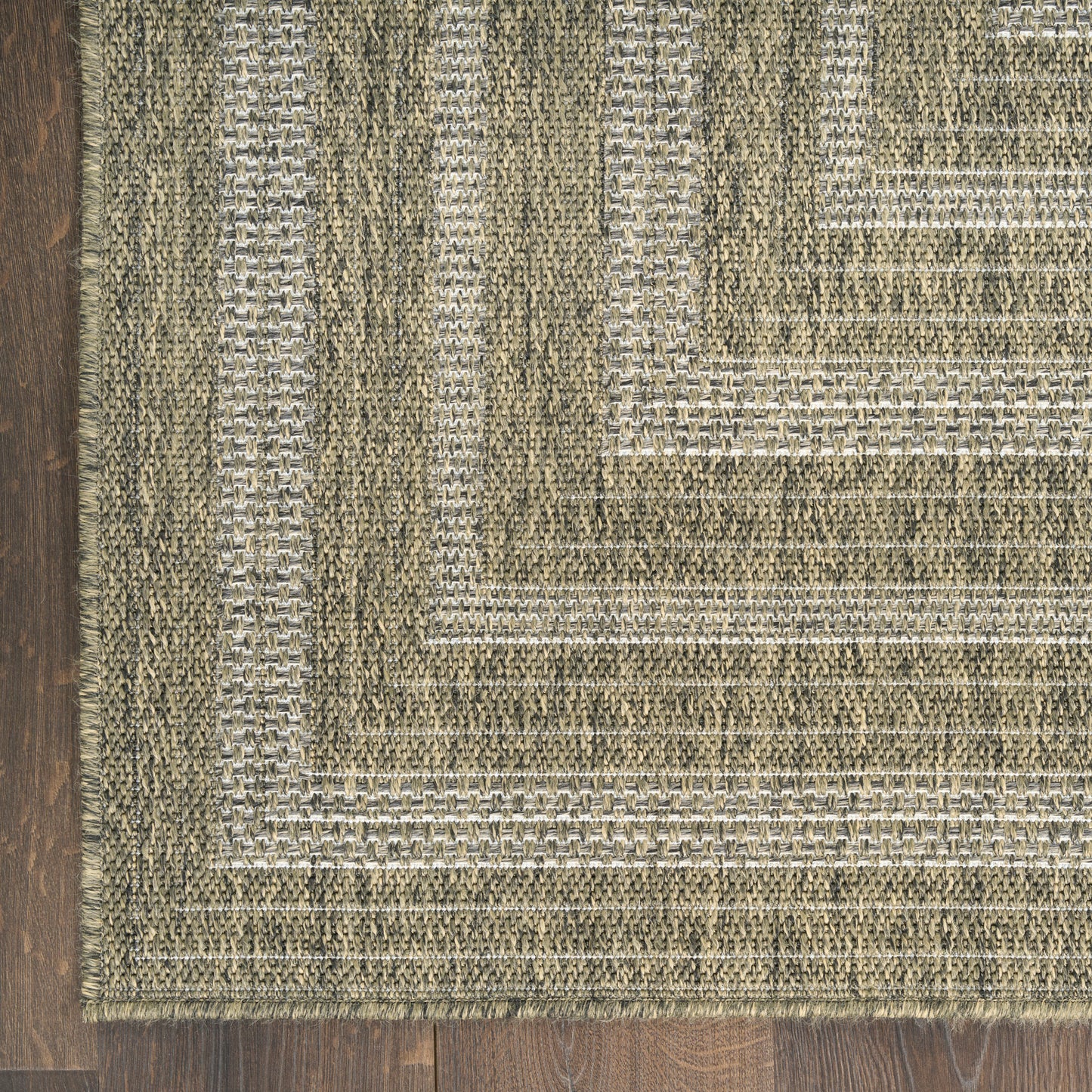Nourison Tulum 2'2" x 10' Olive Outdoor Rug