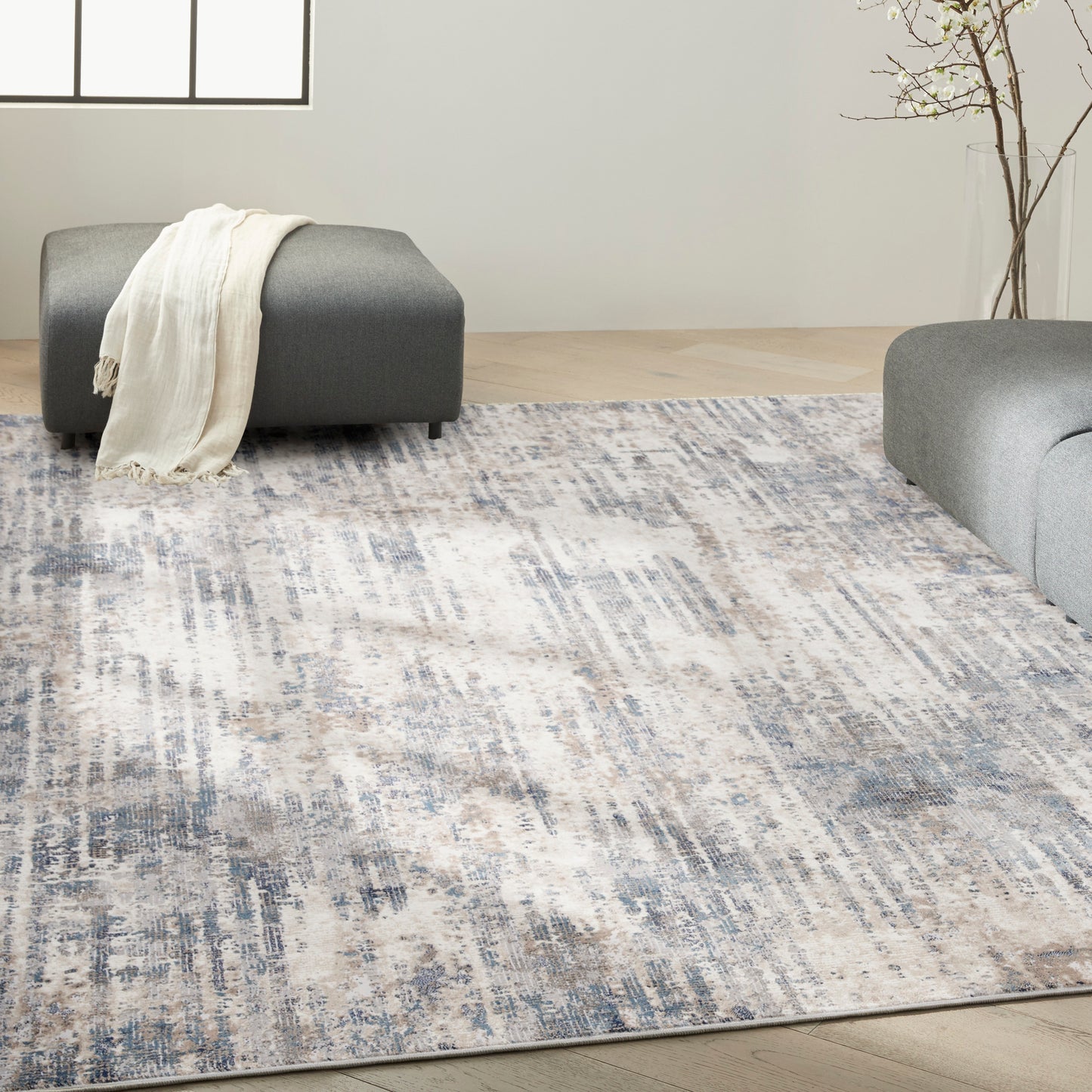 Calvin Klein CK022 Infinity 9' x 12' Ivory Grey Blue Modern Indoor Rug