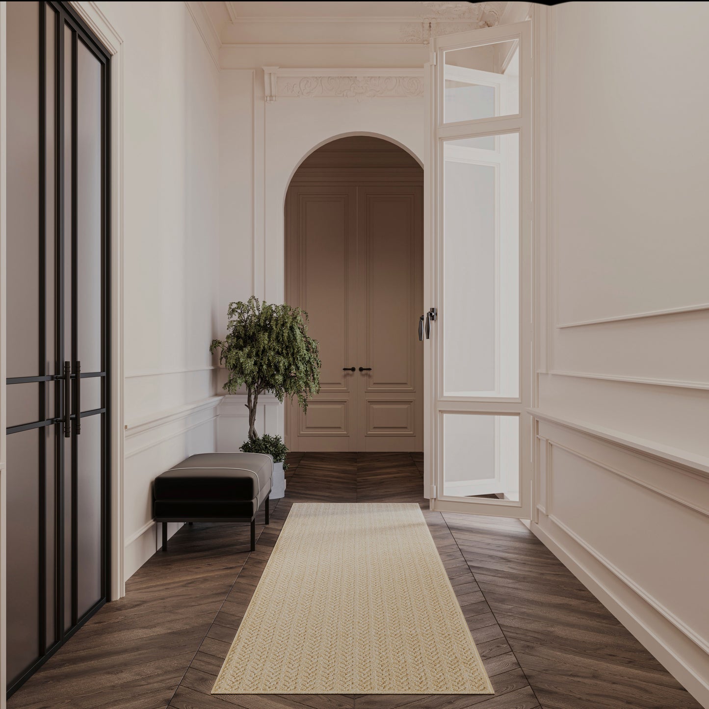 Nourison Tulum 2'2" x 8' Taupe Outdoor Rug