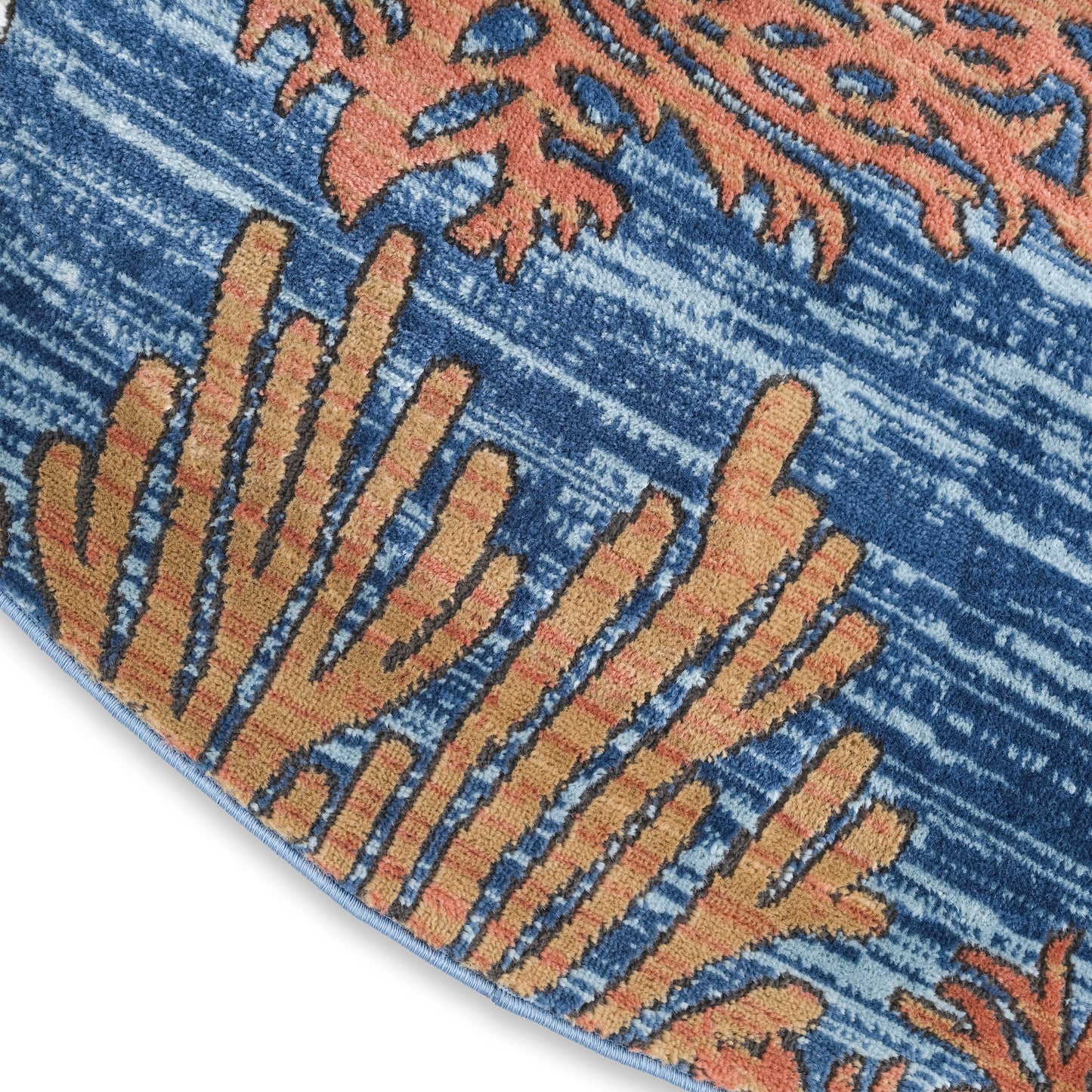 Nourison Seaside 7'10" x Round Blue Multicolor Coastal, Nautical & Beach Indoor Rug