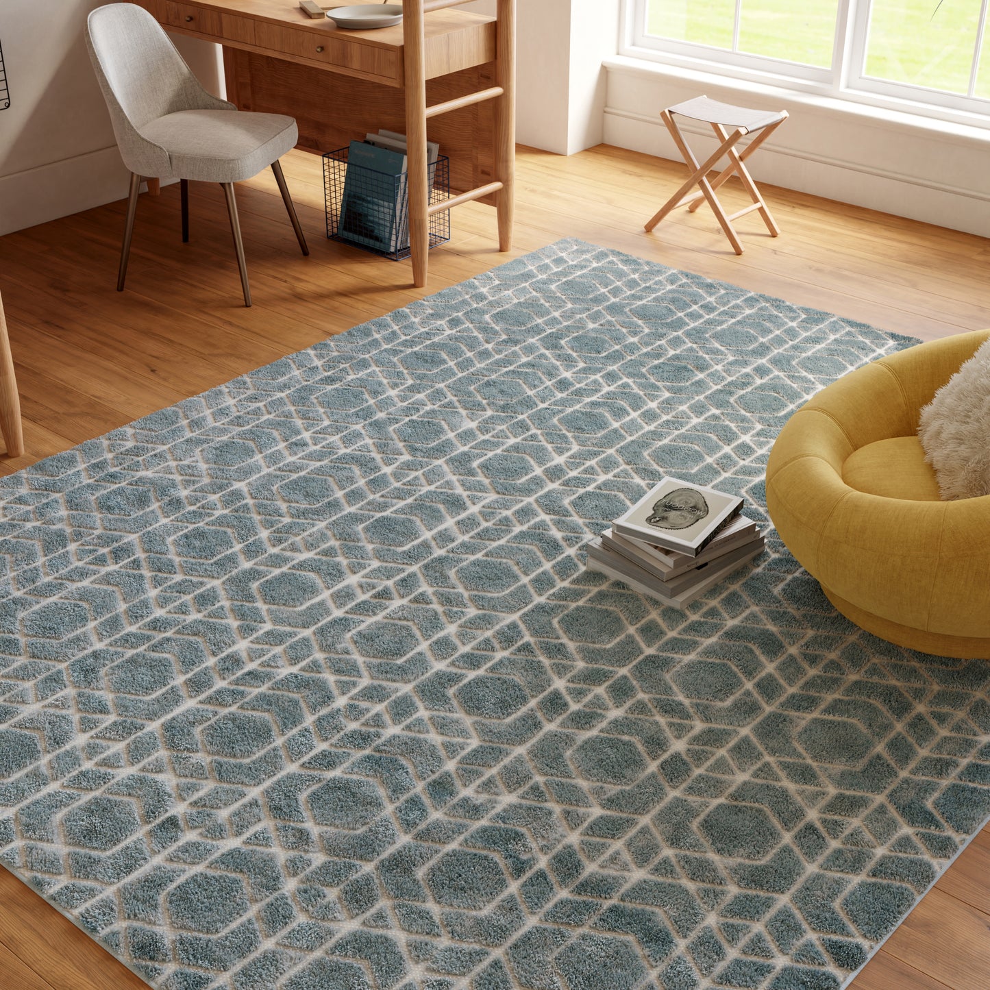 Nourison Washable Charm 9' x 12' Blue Ivory Modern Indoor Rug
