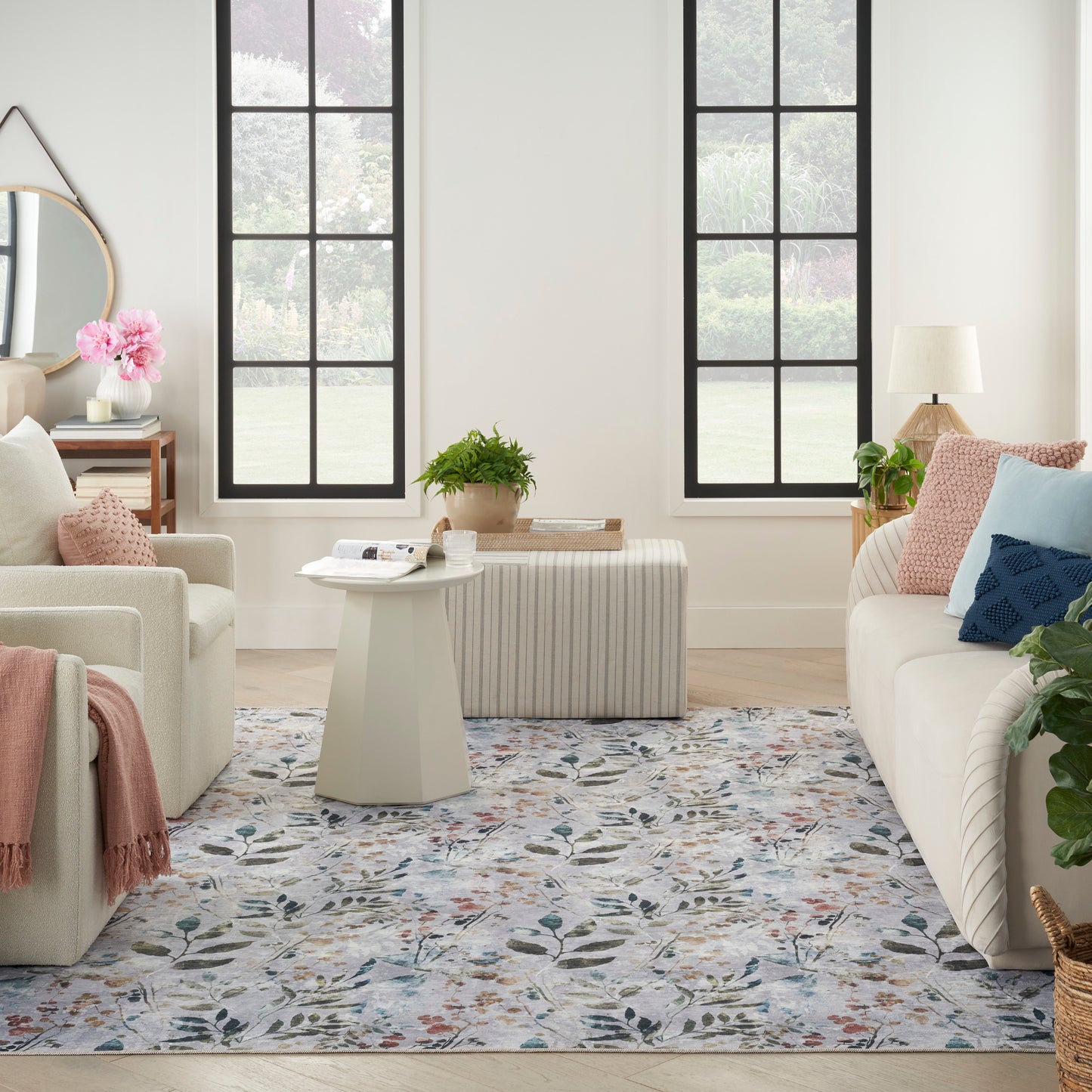 Nourison Nourison Washables 9'2" x 12' Grey Multicolor Contemporary Indoor Rug