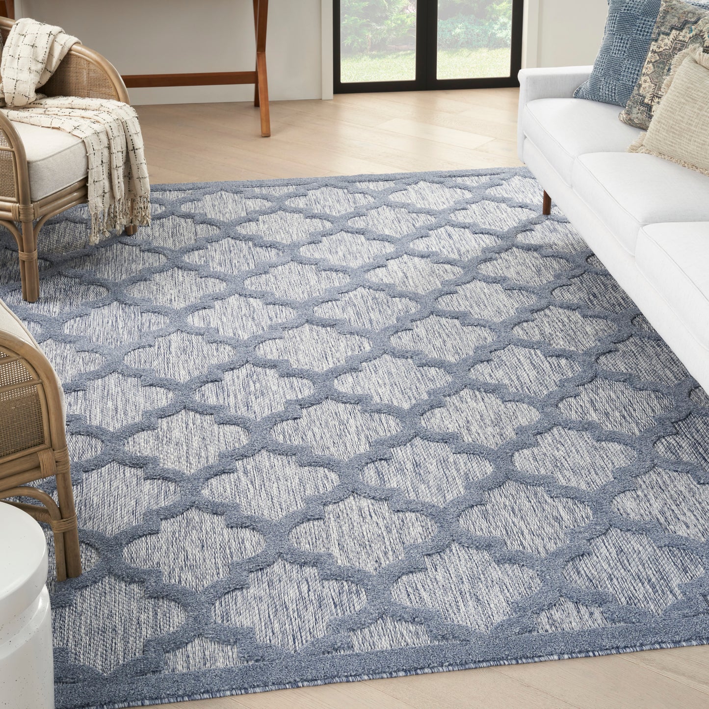 Nourison Easy Care 9' x 12' Denim Blue Modern Rug