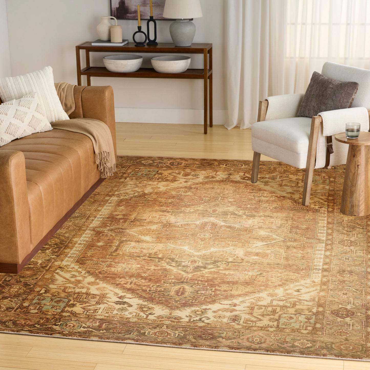 Nourison Vintage Washables 7'10" x 9'10" Gold Vintage Indoor Rug
