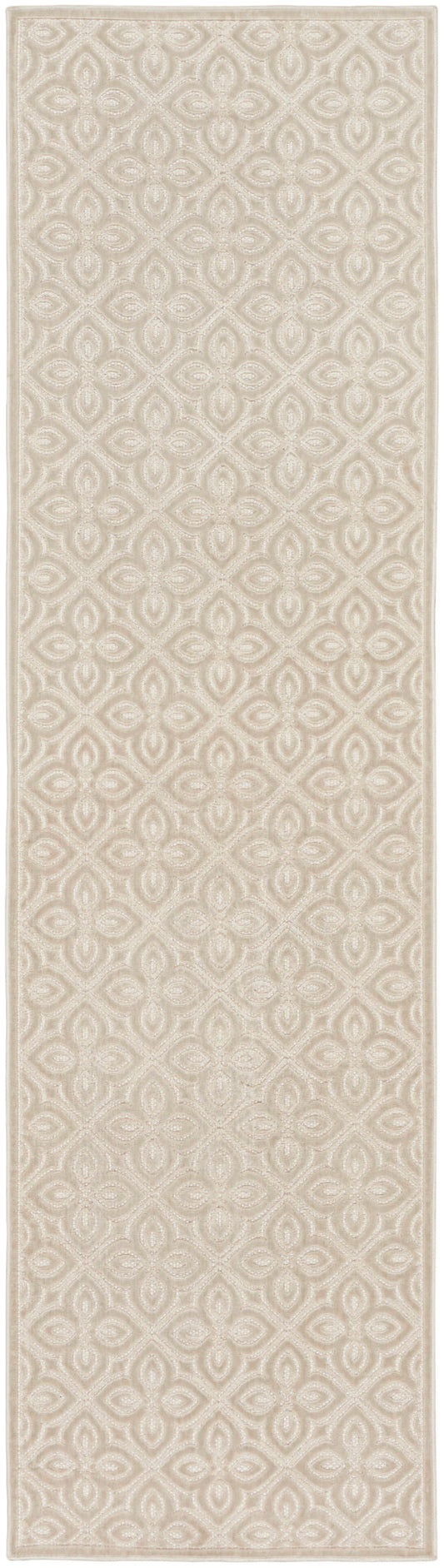 Nourison Washable Charm 2'2" x 8' Silver Ivory Contemporary Indoor Rug