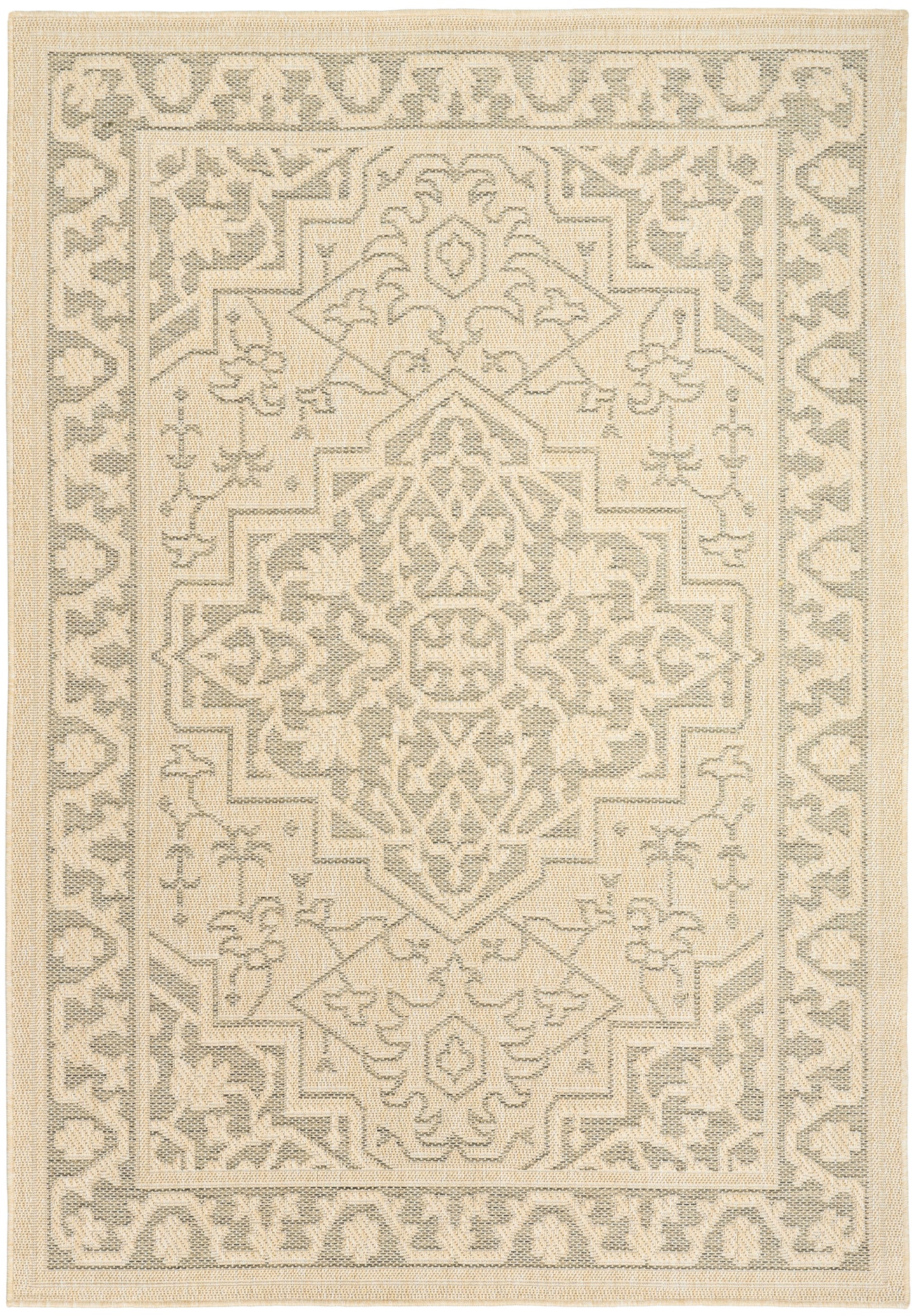 Nourison Tulum 4' x 6' Taupe Olive Outdoor Rug