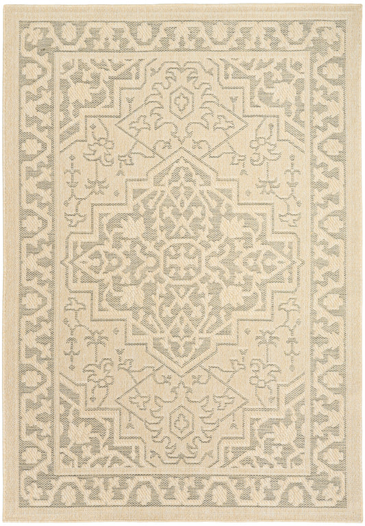 Nourison Tulum 4' x 6' Taupe Olive Outdoor Rug