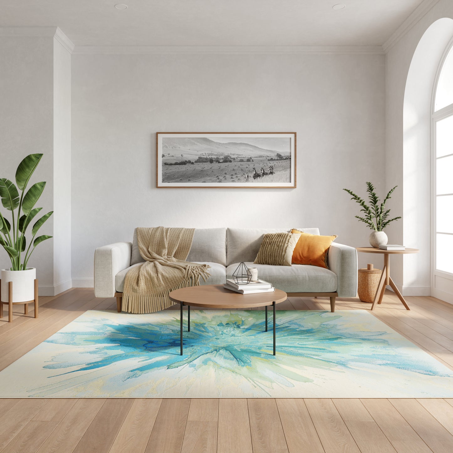 Nourison Color Splash 5'3" x 7'3" Ivory Blue Modern Rug