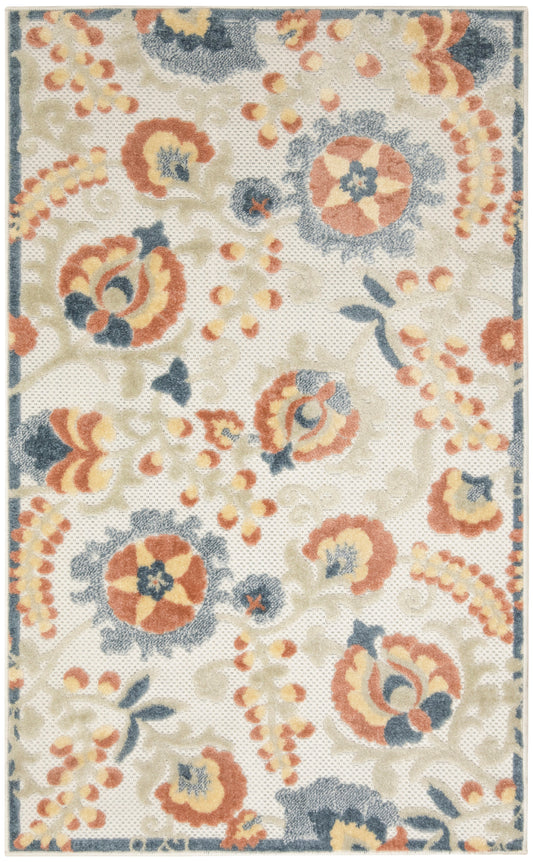 Nourison Aloha 2'8" x 4' Grey Multicolor Farmhouse Rug
