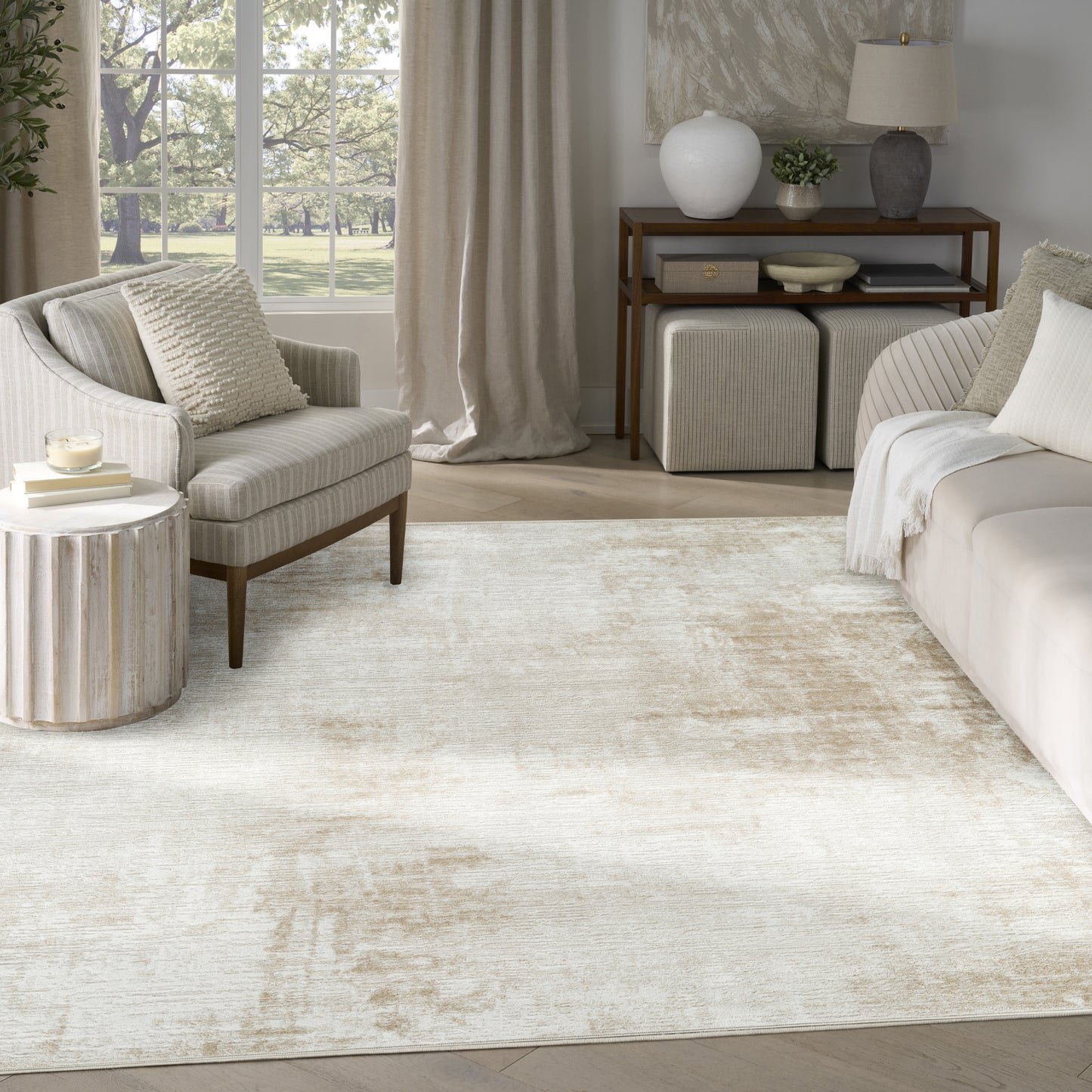 Nourison Dekor 7'10" x 9'10" Ivory Beige Modern Indoor Rug