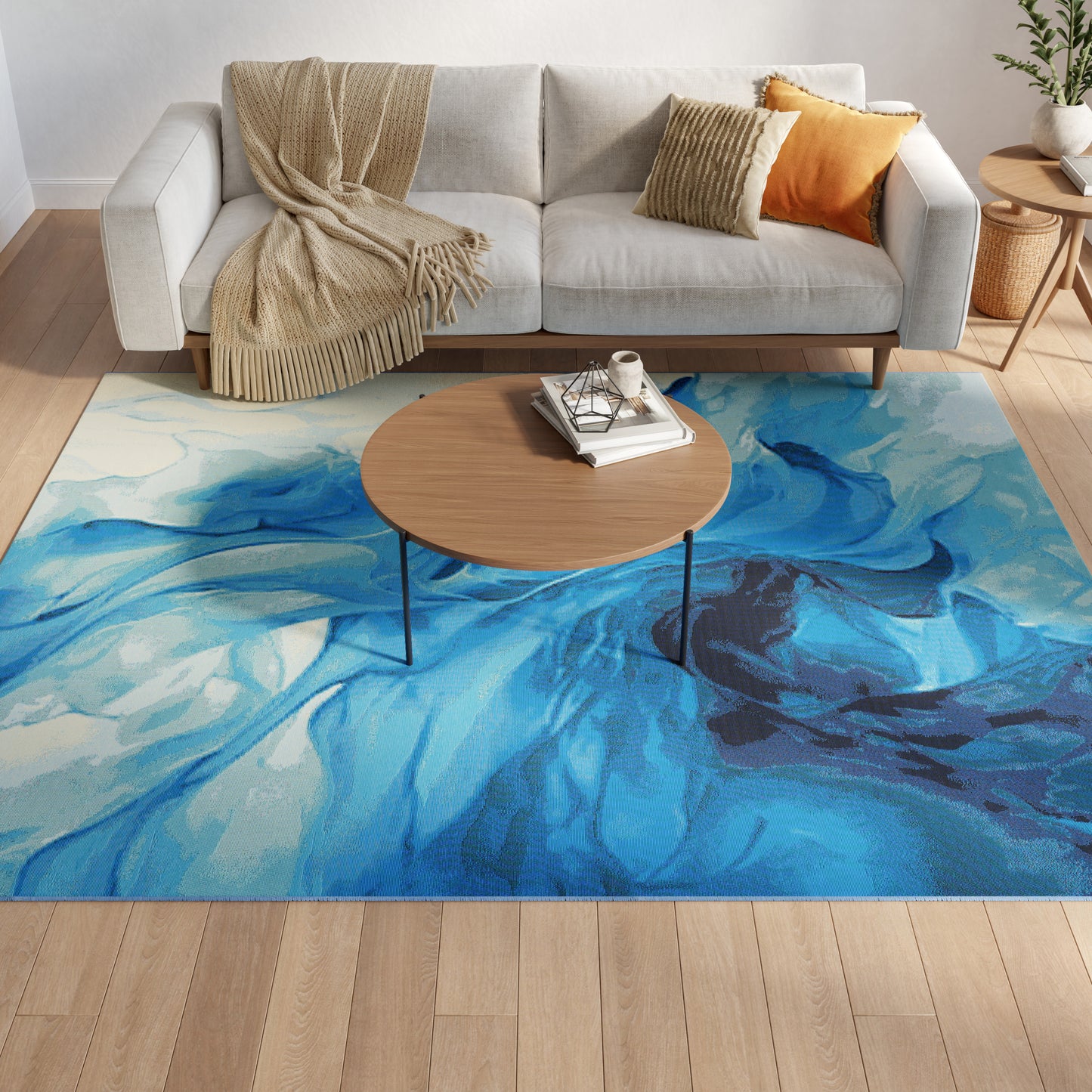 Nourison Color Splash 4' x 6' Blue Ivory Modern Rug