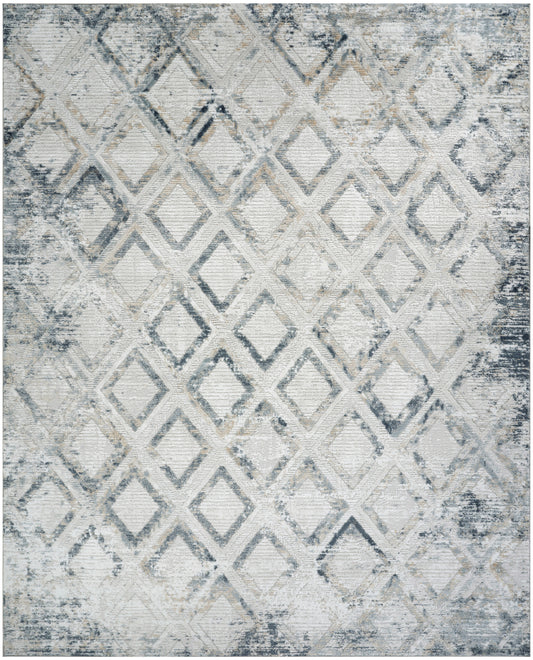 Nourison Dekor 7'10" x 9'10" Grey Navy Modern Indoor Rug