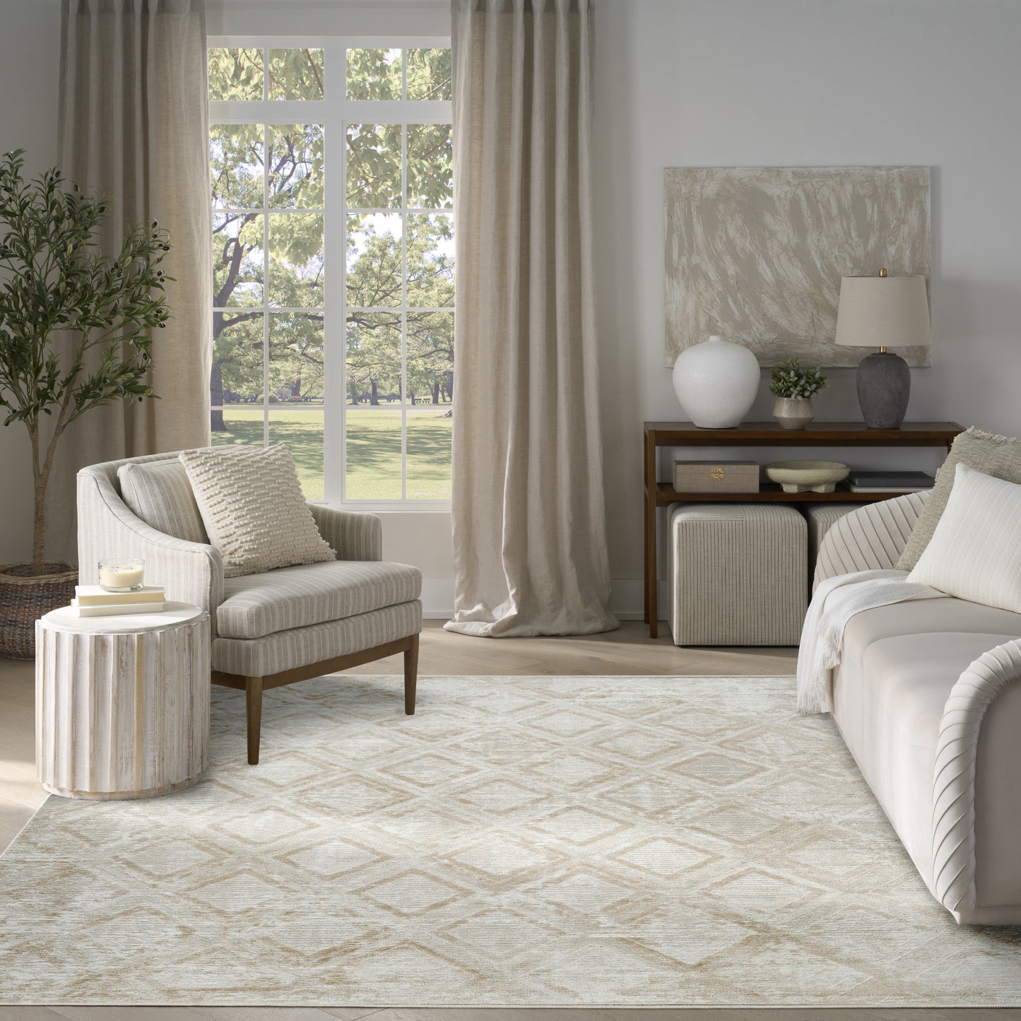 Nourison Dekor 7'10" x 9'10" Ivory Beige Modern Indoor Rug