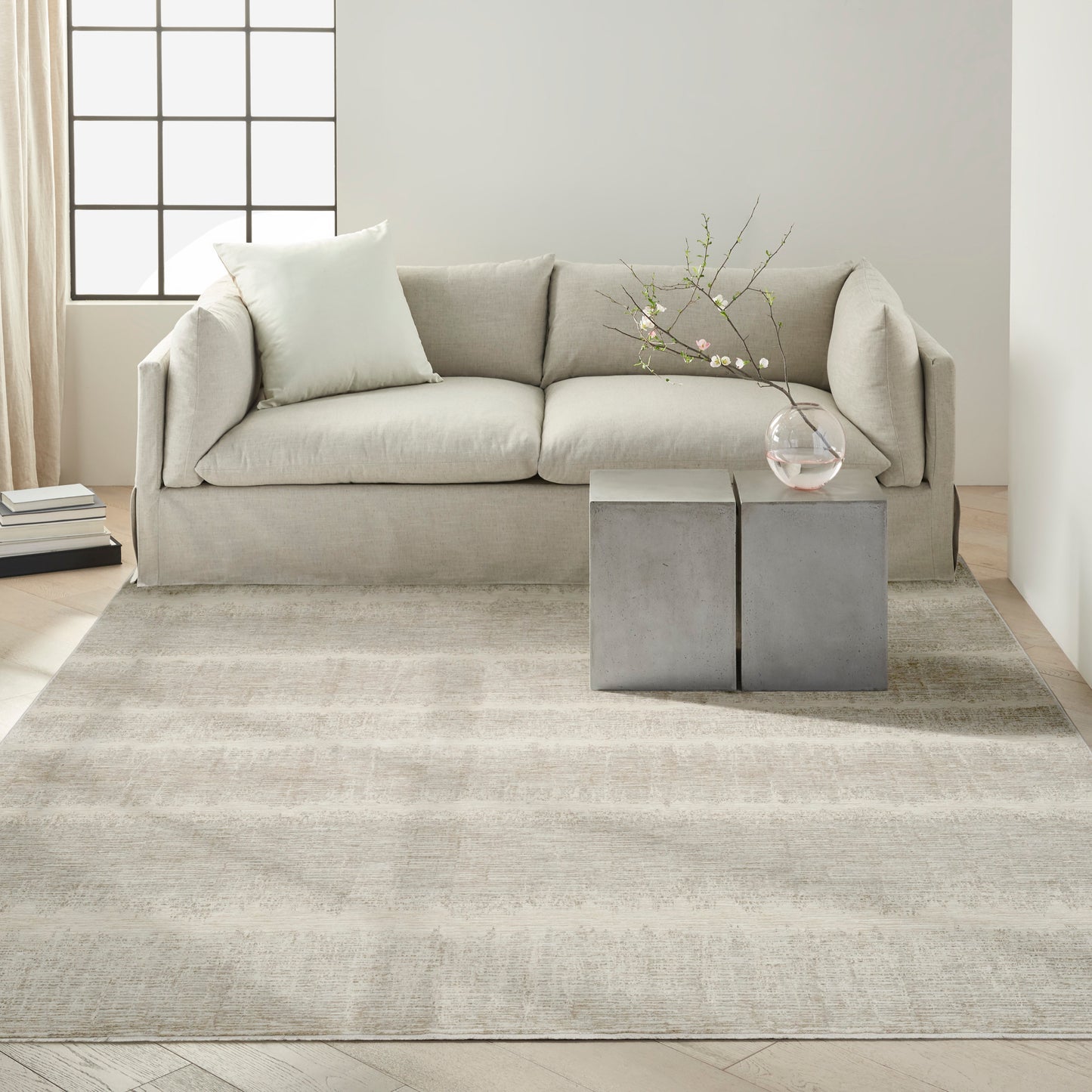 Calvin Klein CK079 Notes 5'3" x 7'3" Ivory Grey Modern Indoor Rug